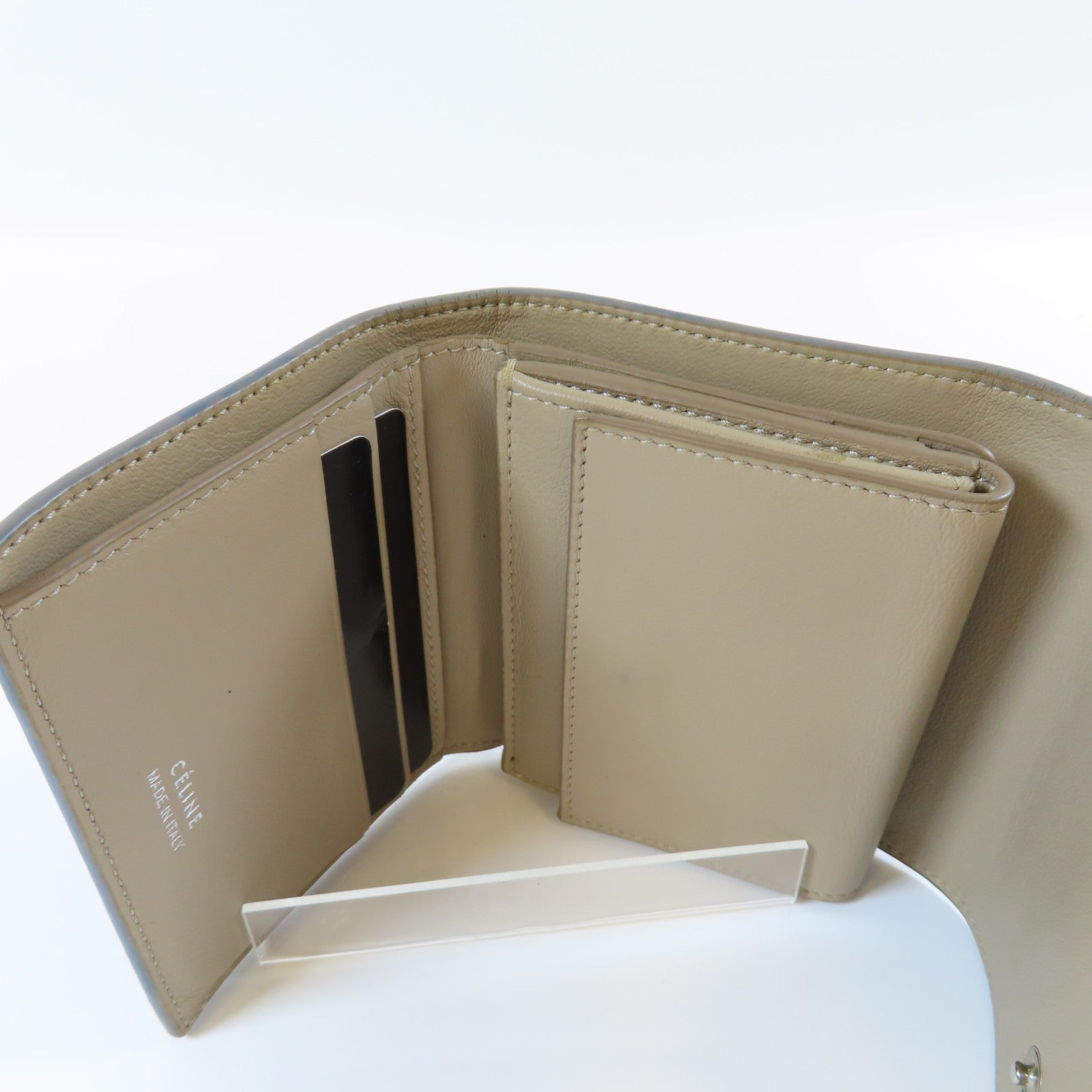 CELINE 牛皮皮革Small Wallet銀扣錢包淺藍色