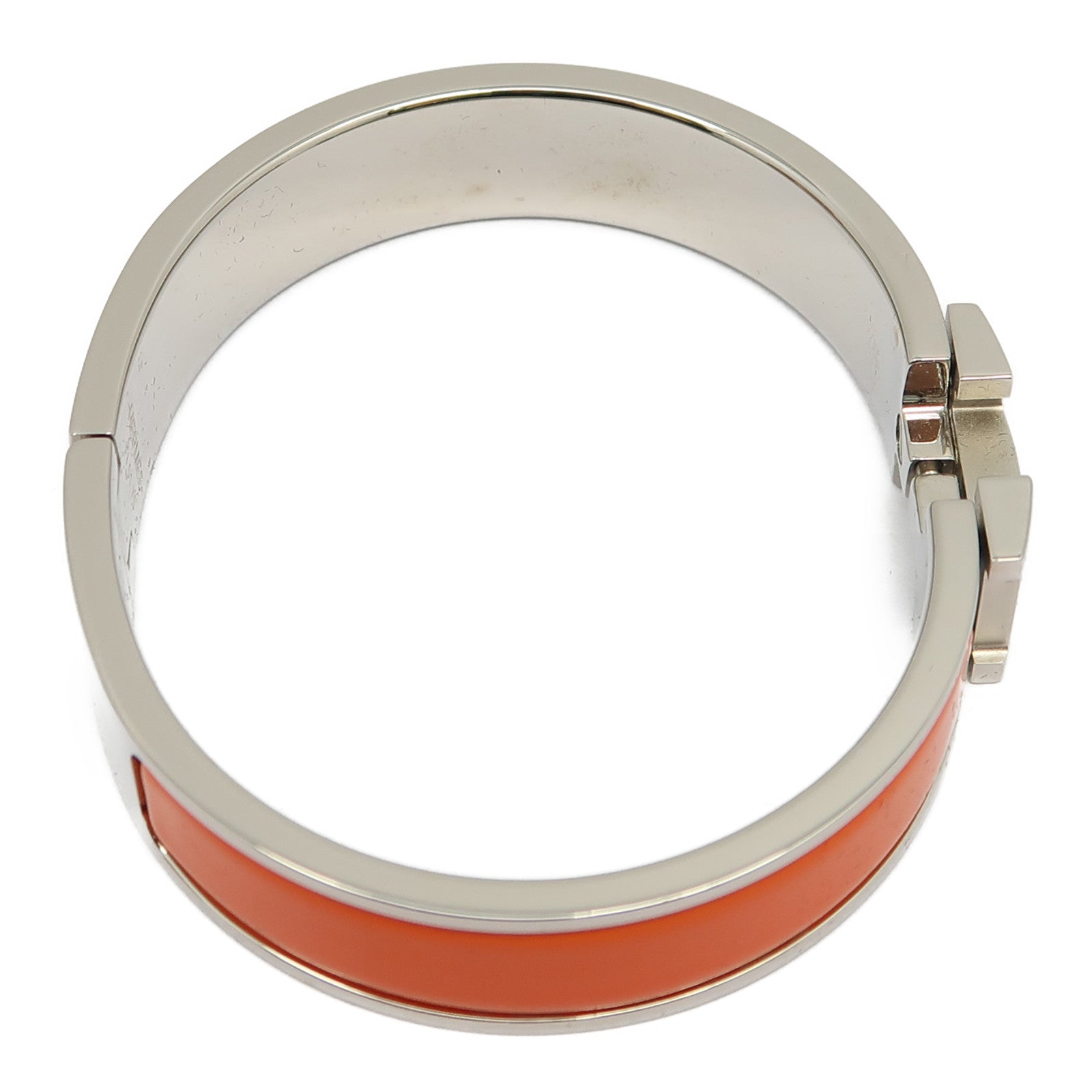 HERMES 金屬Clic H銀扣手鐲橙色