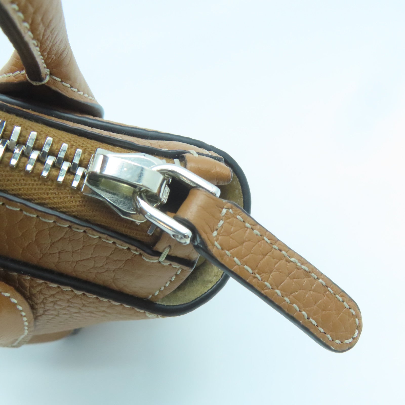 TOD'S Cowhide Leather 2way Shoulder Bag Silver Buckle Handle Shoulder Bag Brown