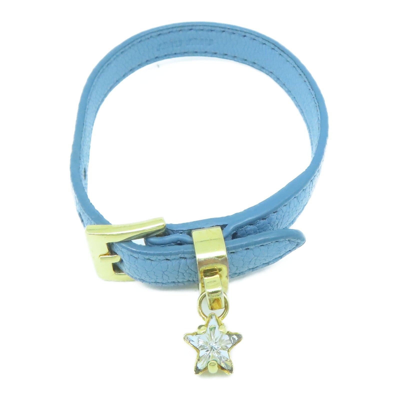 Miu Miu 【激減優惠】牛皮皮革/金屬Bracelet金扣手鐲藍色