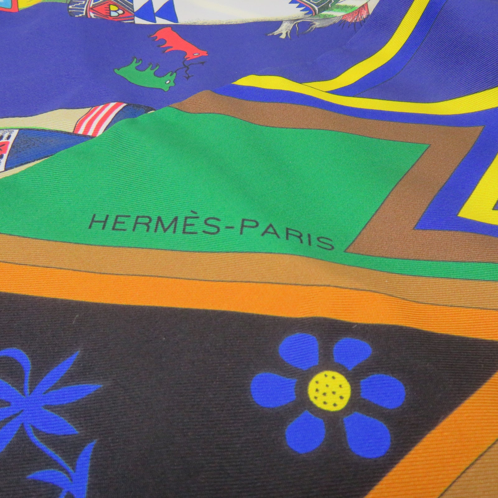 HERMES 絲質Maxi Twilly Scarf絲巾藍色/綠色/彩色