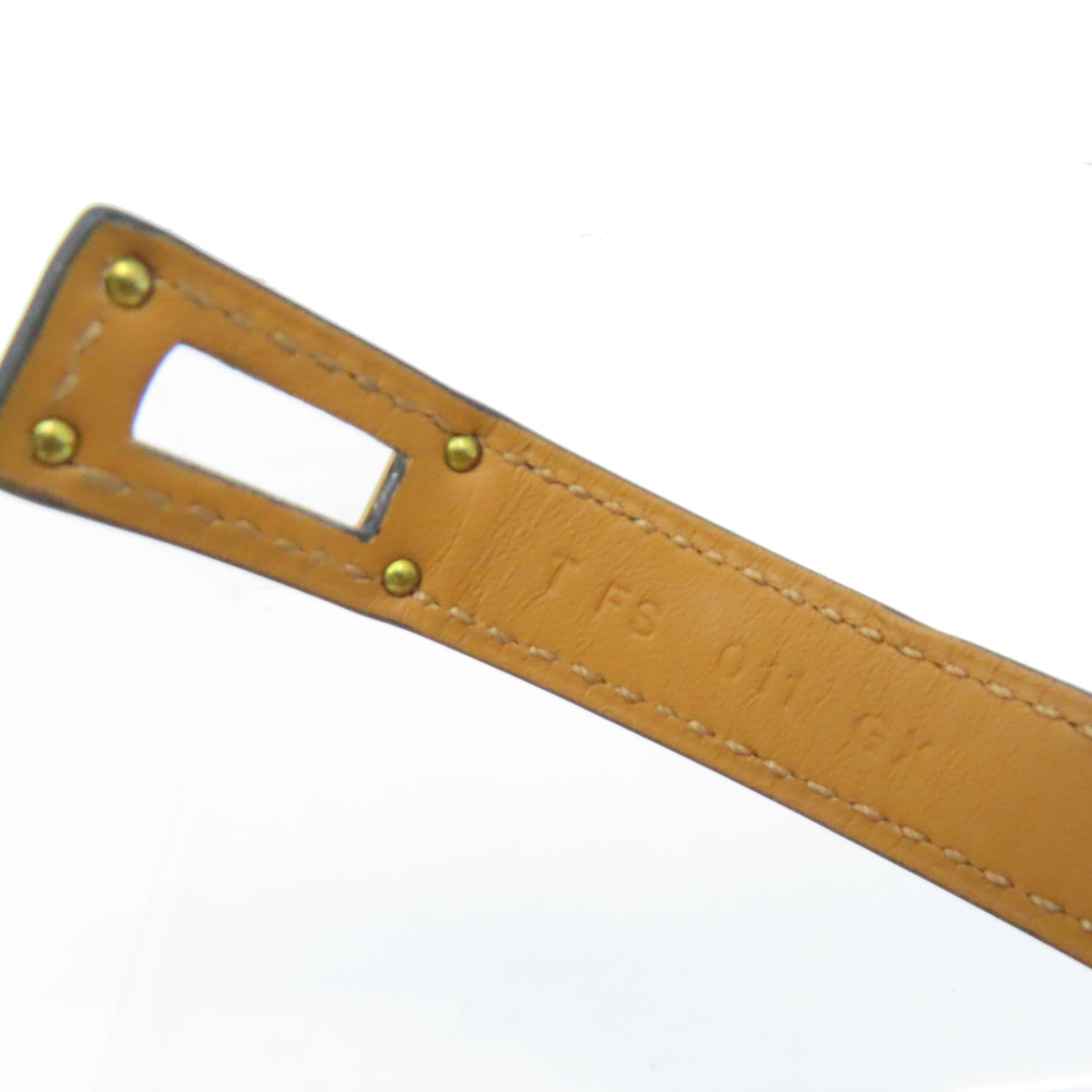 HERMES Epsom皮革Double Tour Bracelet金扣手環黑色
