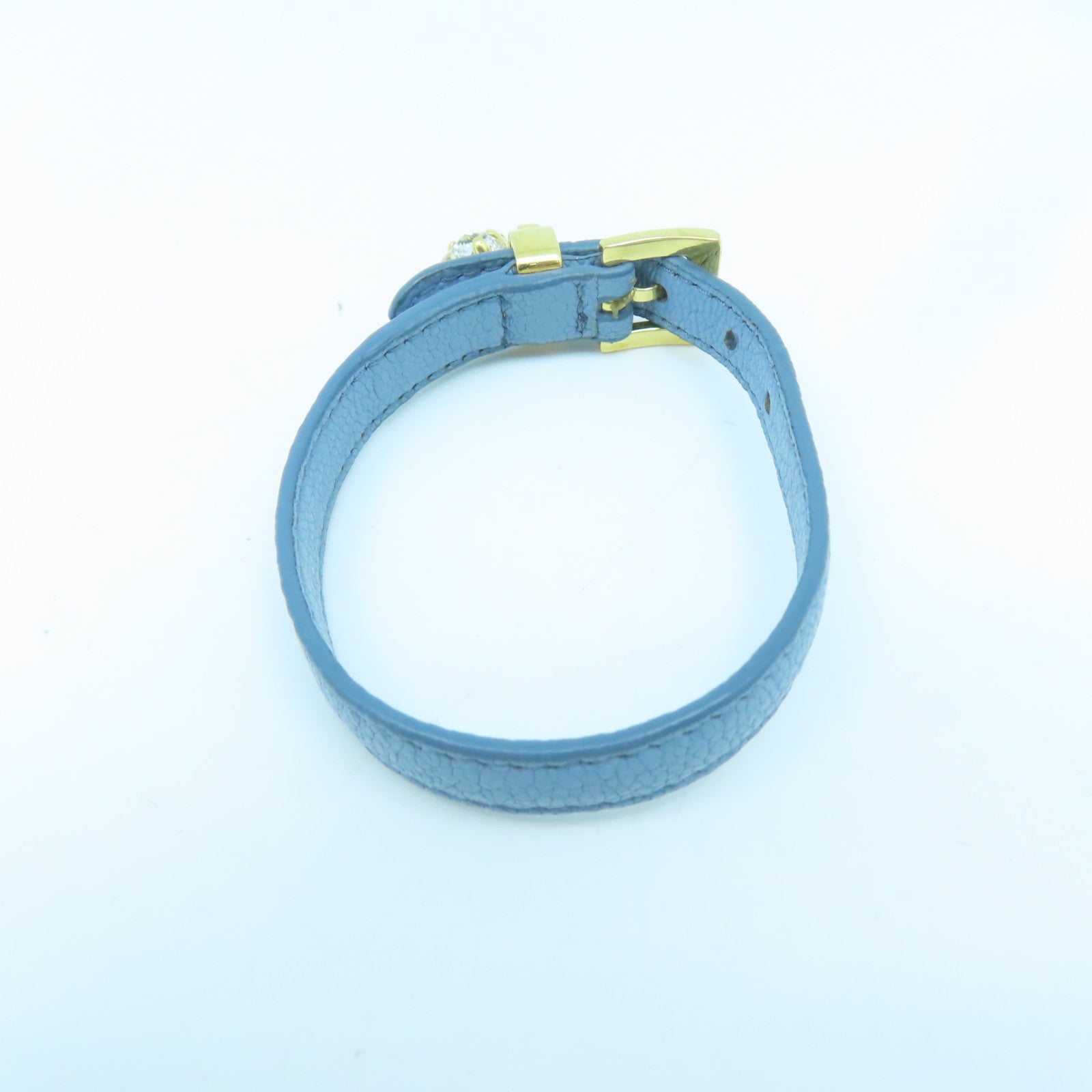 Miu Miu 【激減優惠】牛皮皮革/金屬Bracelet金扣手鐲藍色