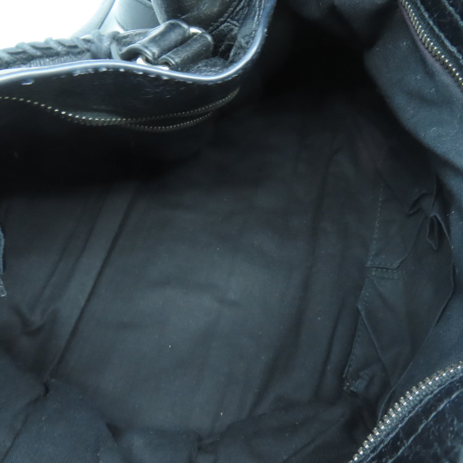 BALENCIAGA 山羊皮皮革City銀扣手挽肩背兩用袋黑色