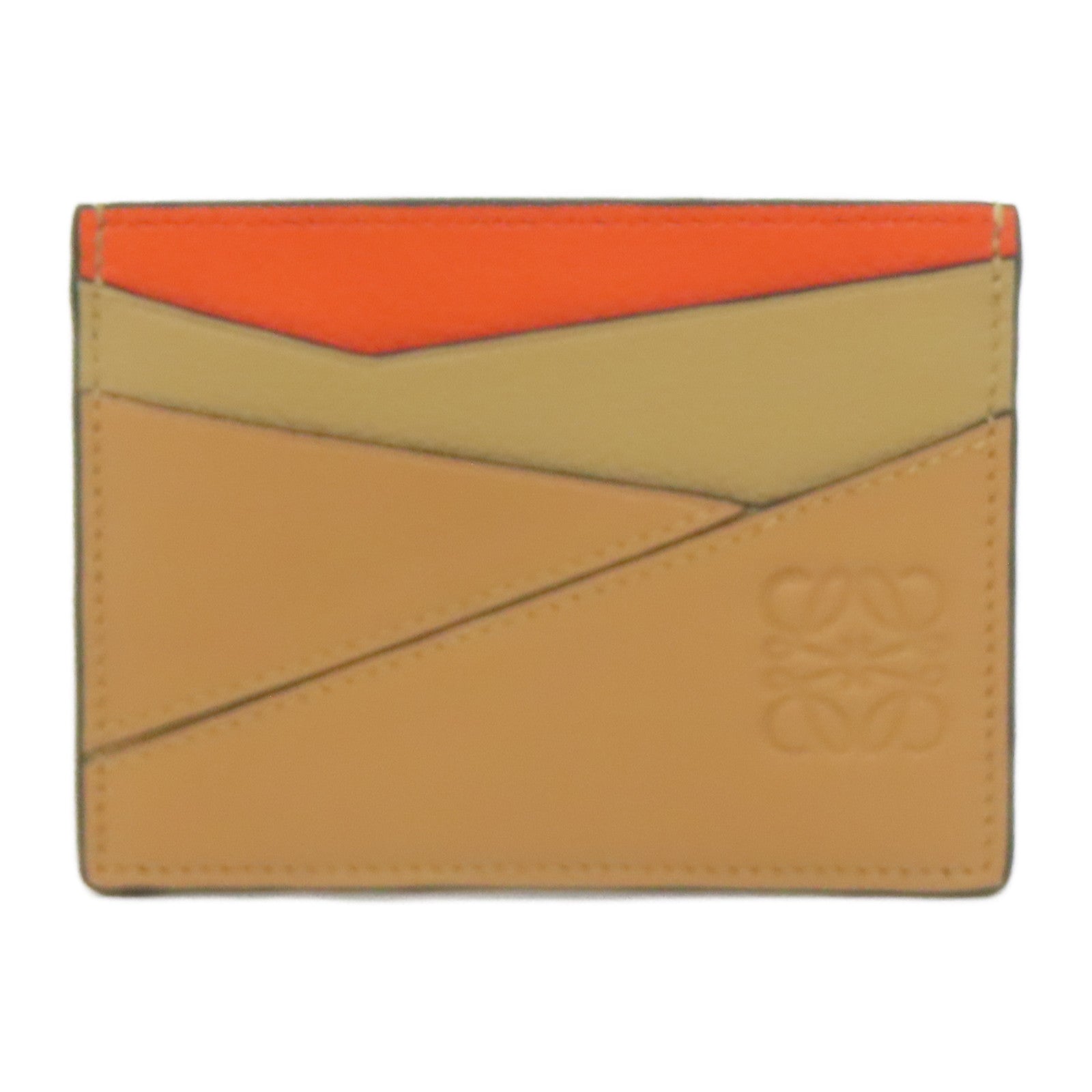 LOEWE 牛皮皮革Card Case卡片套啡色/橙色