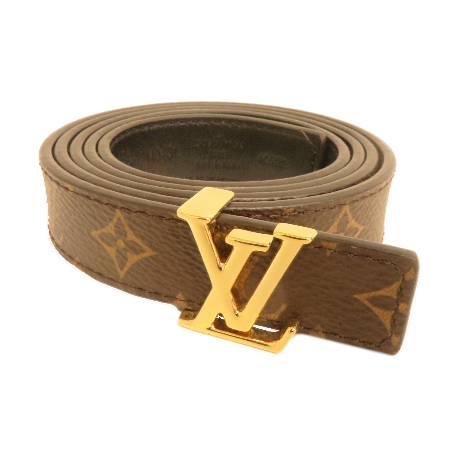 LOUIS VUITTON Monogram Reversible Belt 85cm金扣皮帶啡色