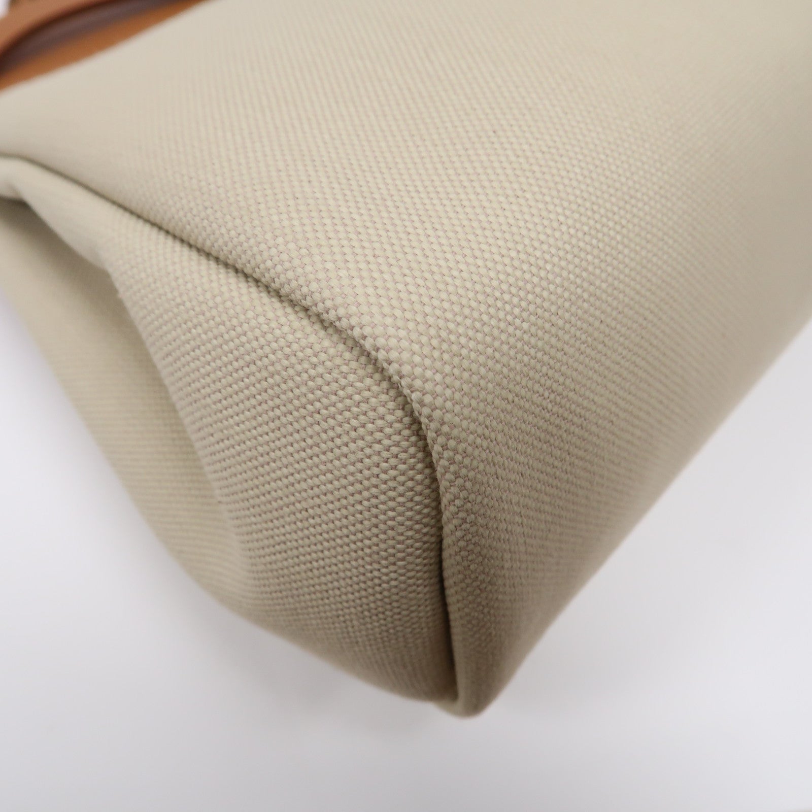 HERMES 帆布Herbag PM銀扣手挽肩背兩用袋冰川白色/啡色