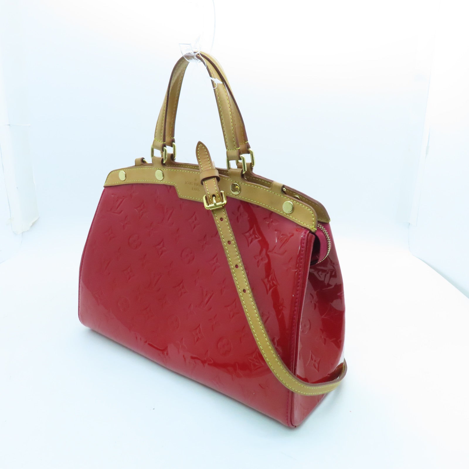 LOUIS VUITTON Vernis Brea MM金扣手挽肩背兩用袋紅色