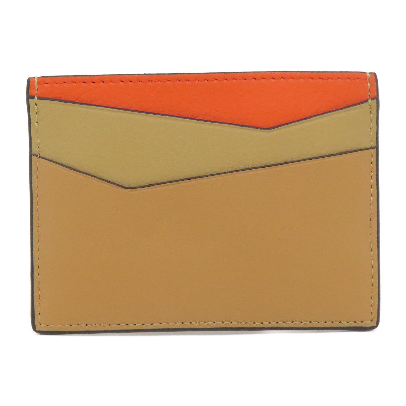 LOEWE 牛皮皮革Card Case卡片套啡色/橙色