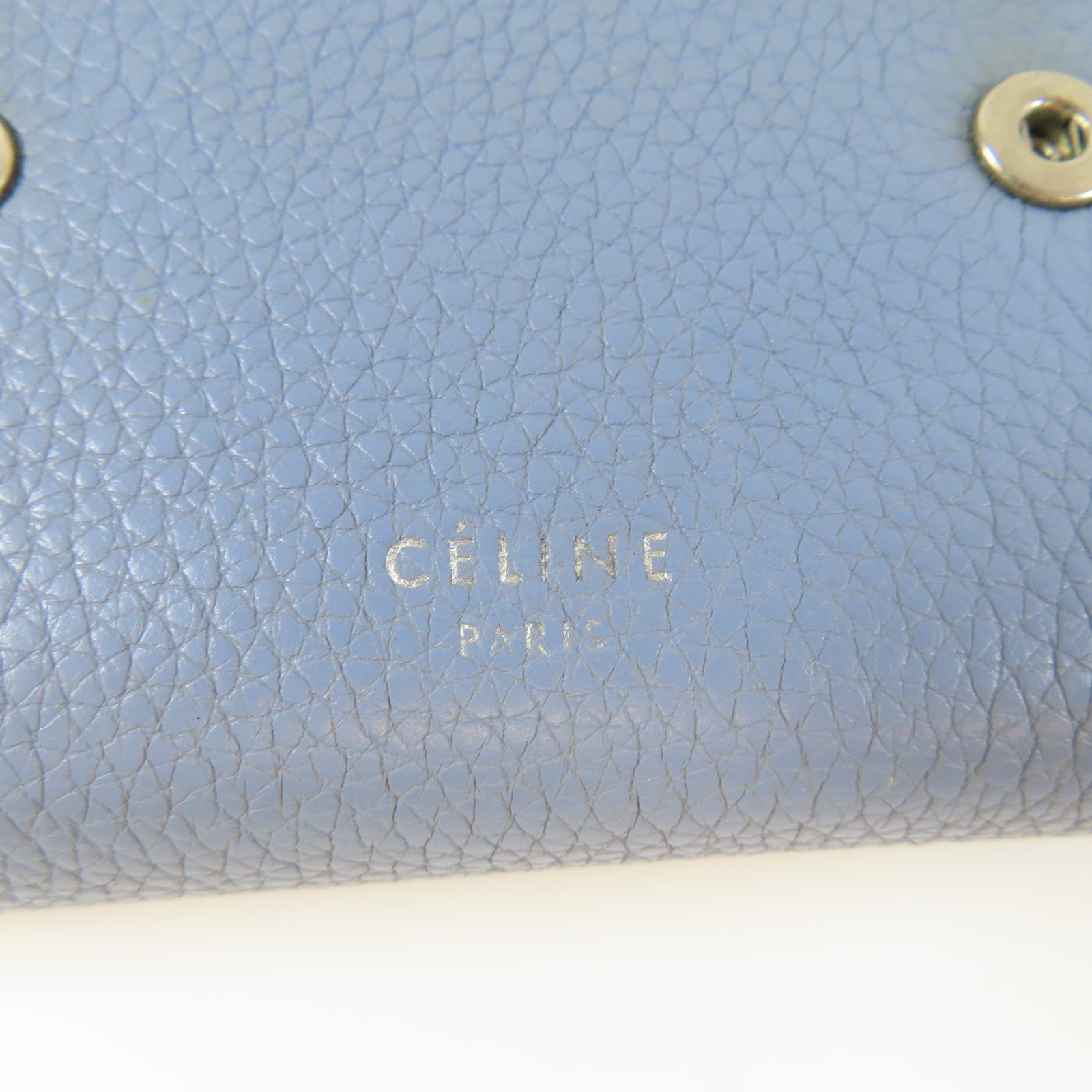CELINE 牛皮皮革Small Wallet銀扣錢包淺藍色