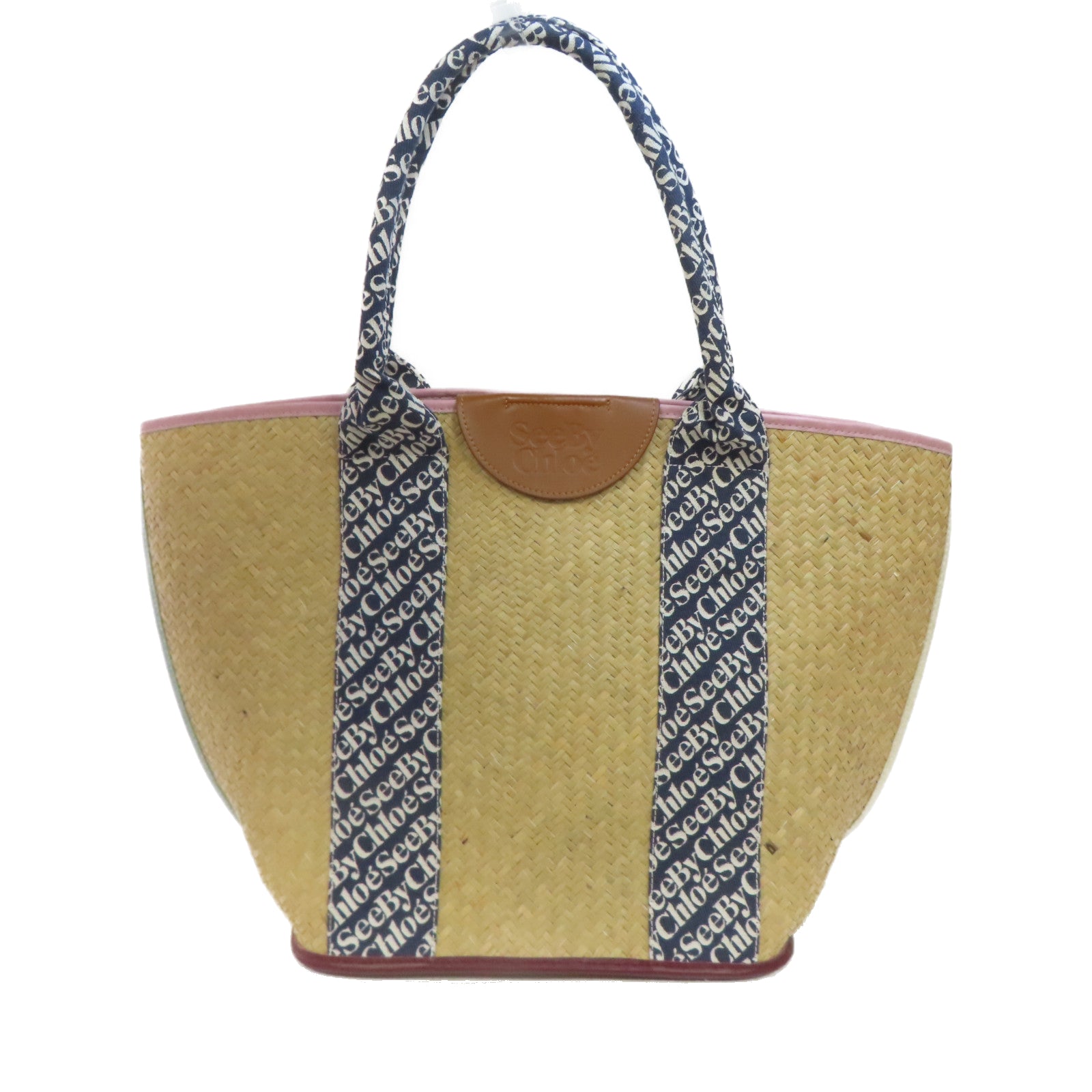 SEE BY CHLOE 藤製Tote Bag手挽袋藍色/淺褐色
