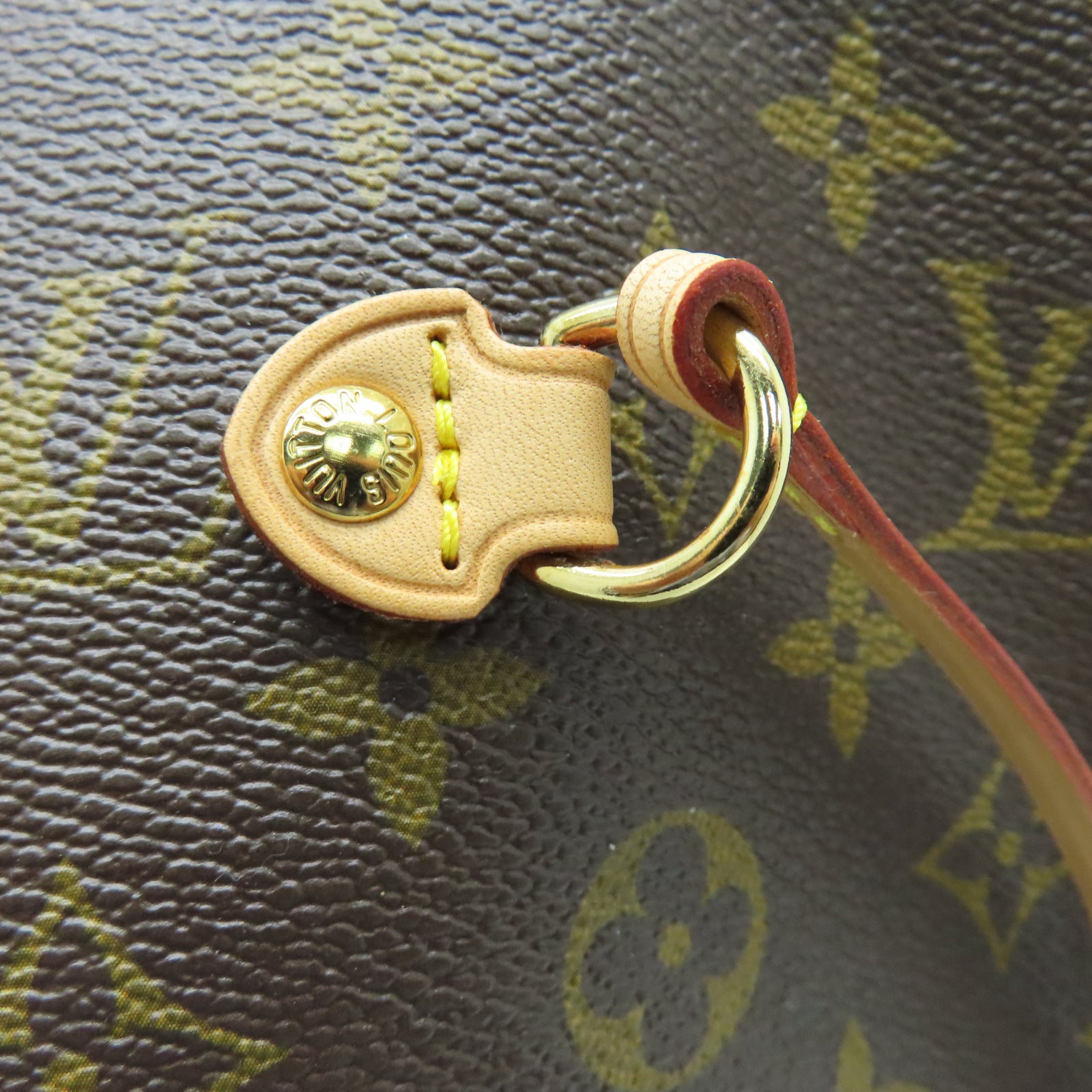 LOUIS VUITTON Monogram Neverfull GM金扣手挽袋棕色
