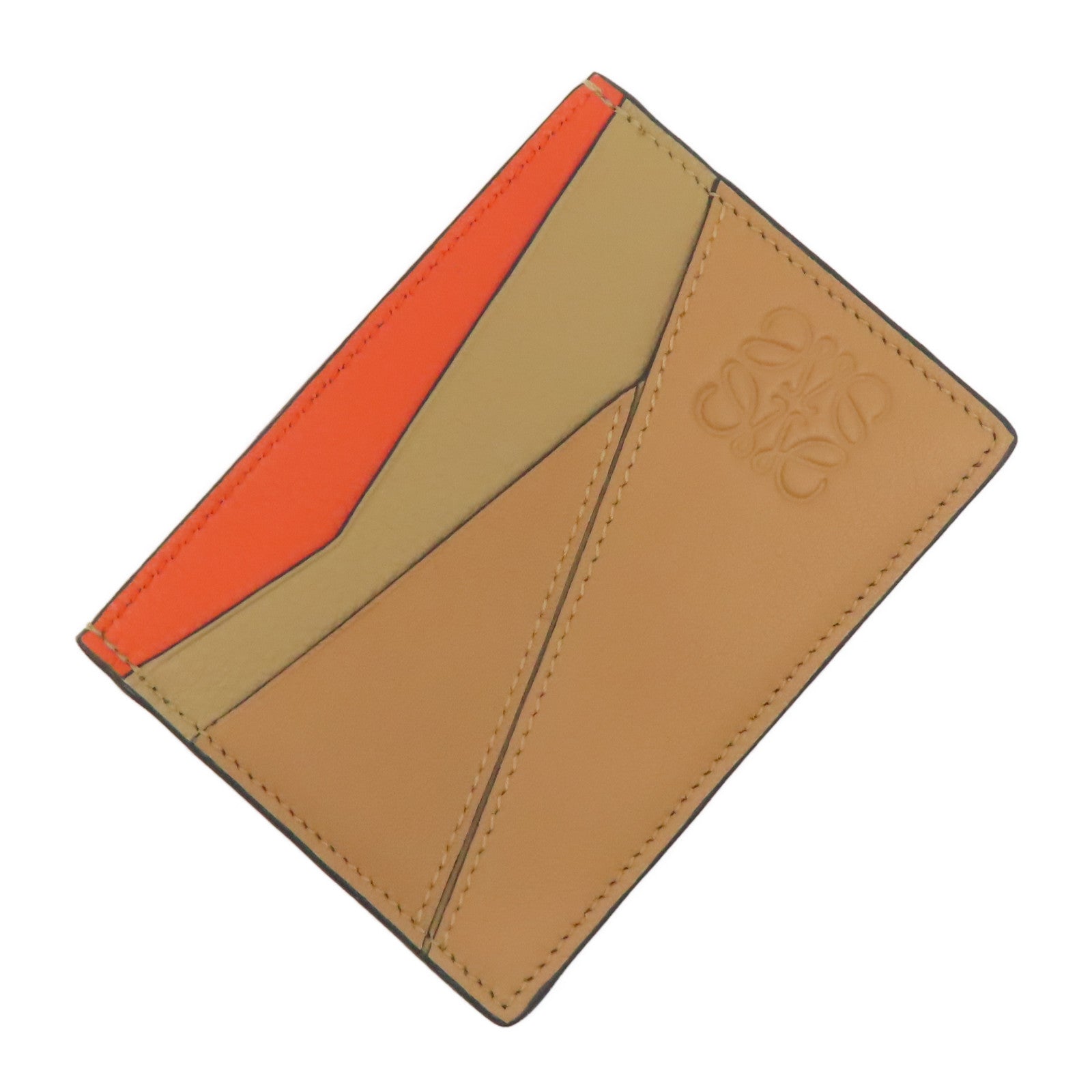 LOEWE 牛皮皮革Card Case卡片套啡色/橙色