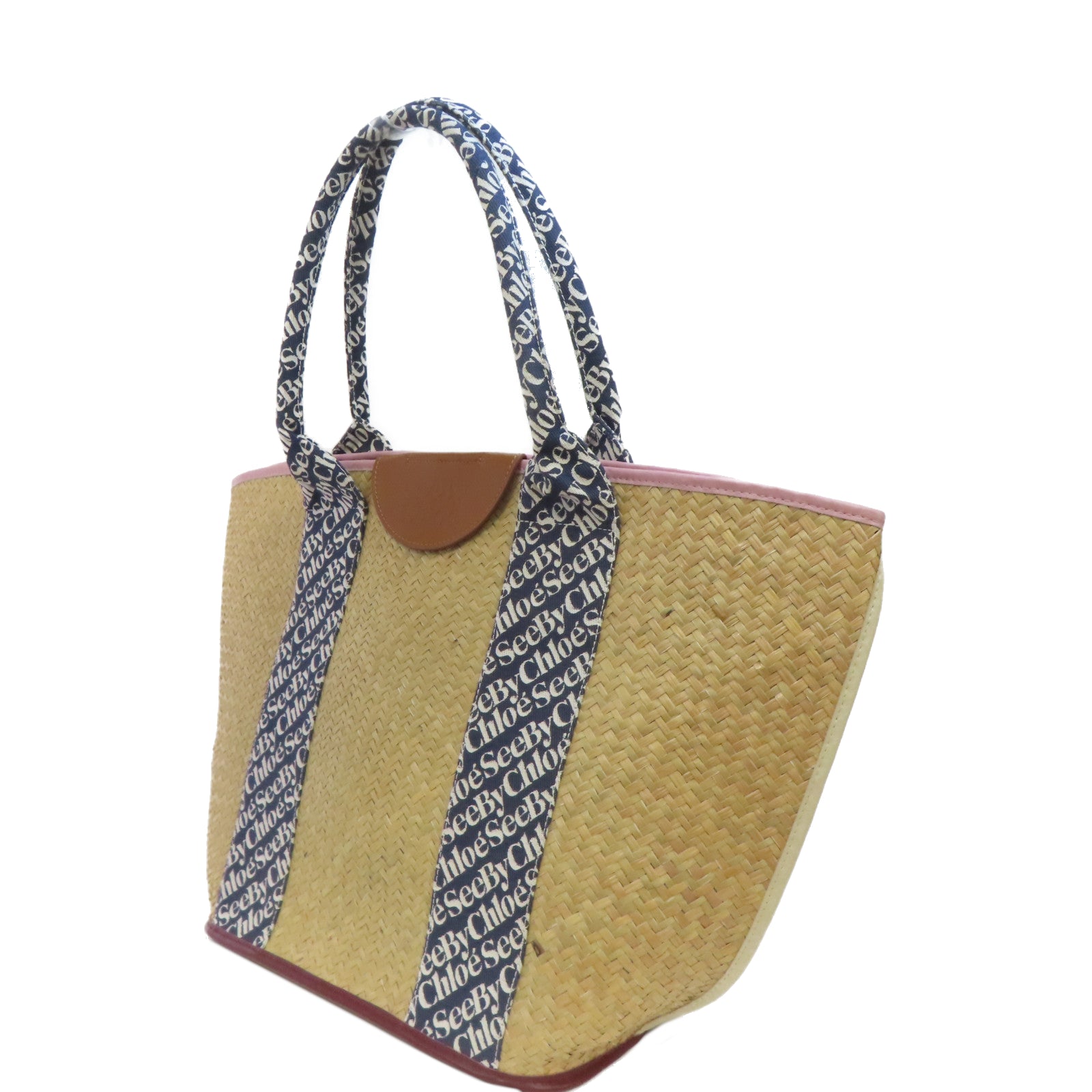SEE BY CHLOE 藤製Tote Bag手挽袋藍色/淺褐色
