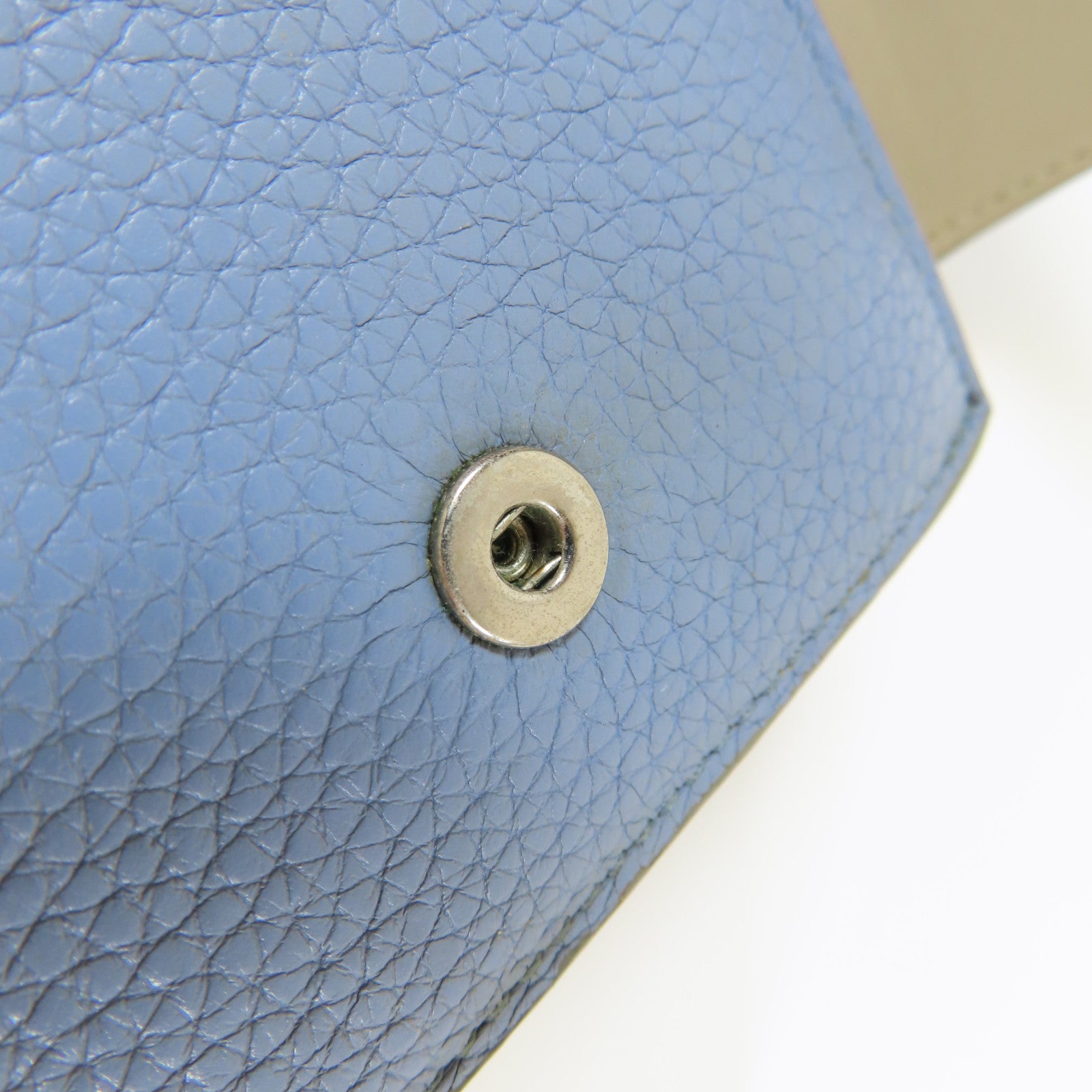 CELINE 牛皮皮革Small Wallet銀扣錢包淺藍色
