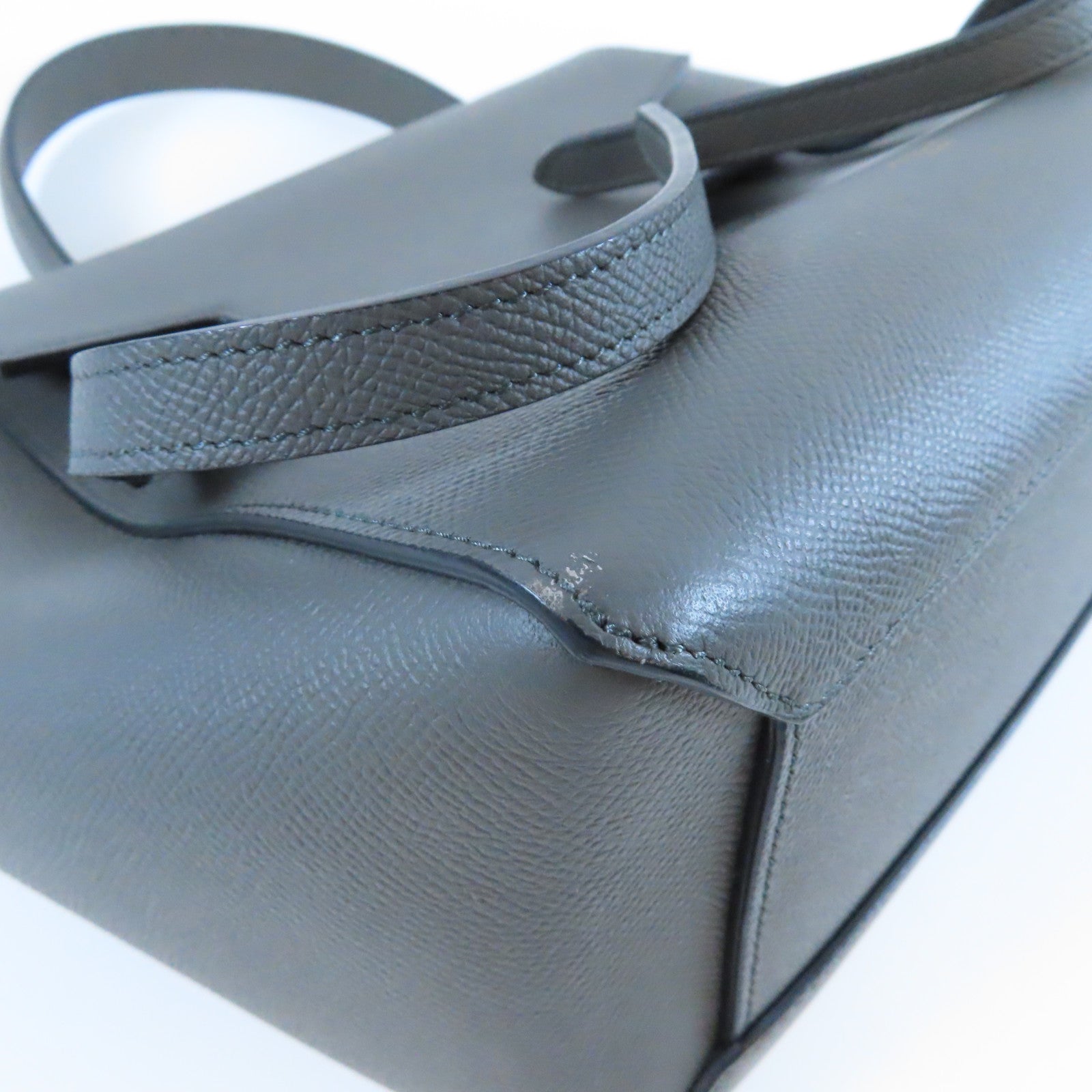 CELINE 牛皮皮革Belt金扣手挽肩背兩用袋灰色