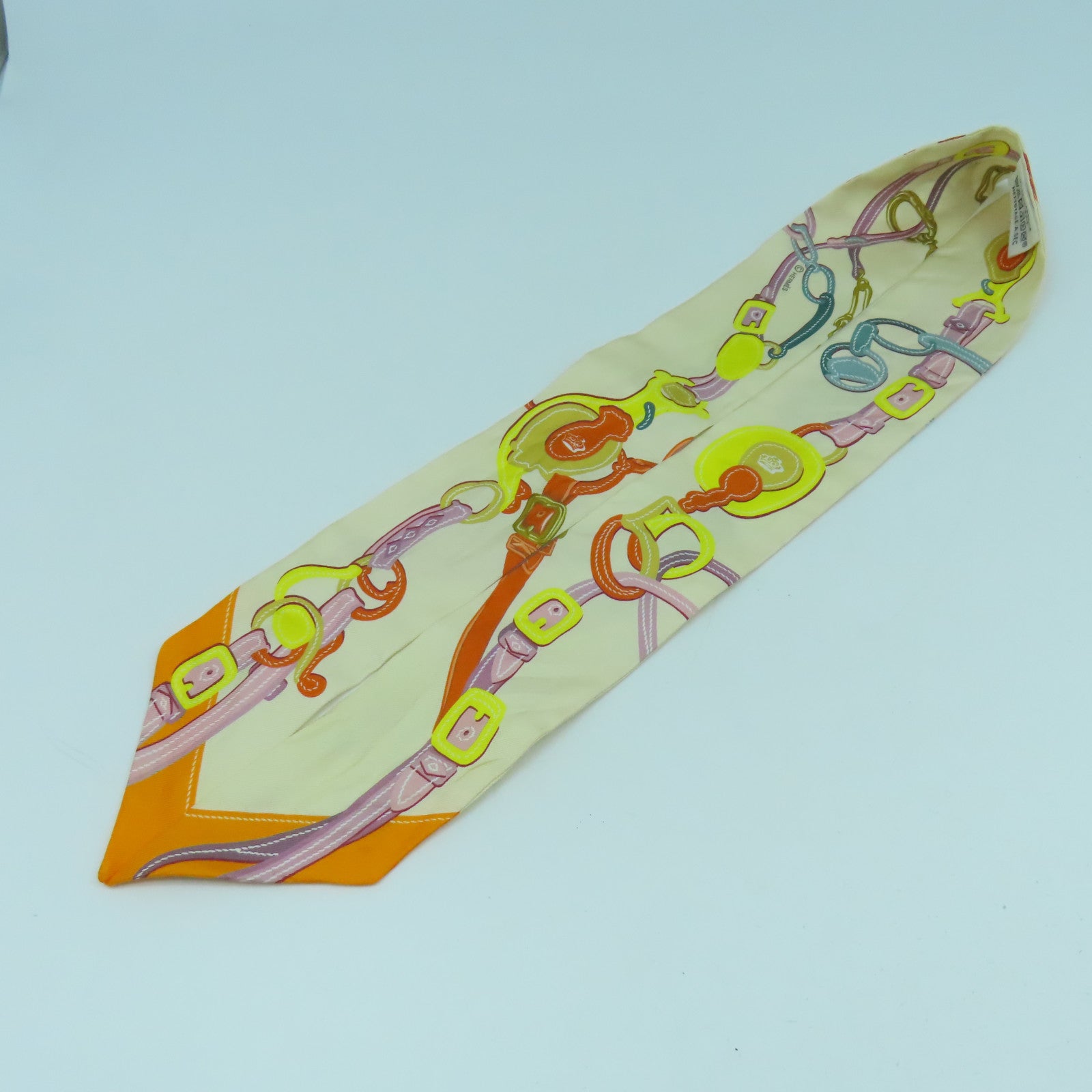 HERMES 【激減優惠】絲質Twilly絲巾彩色/米色/橙色