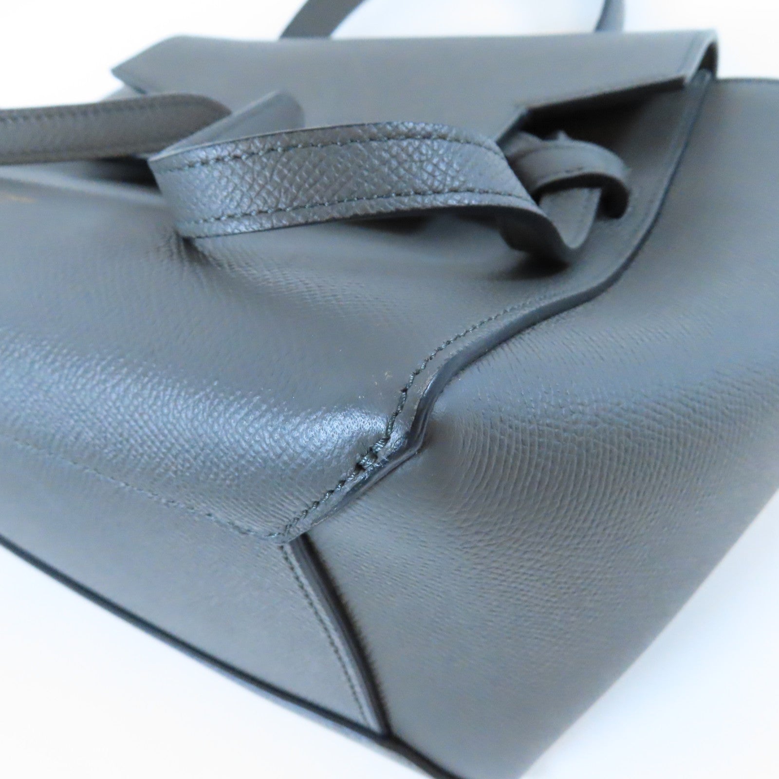 CELINE 牛皮皮革Belt金扣手挽肩背兩用袋灰色