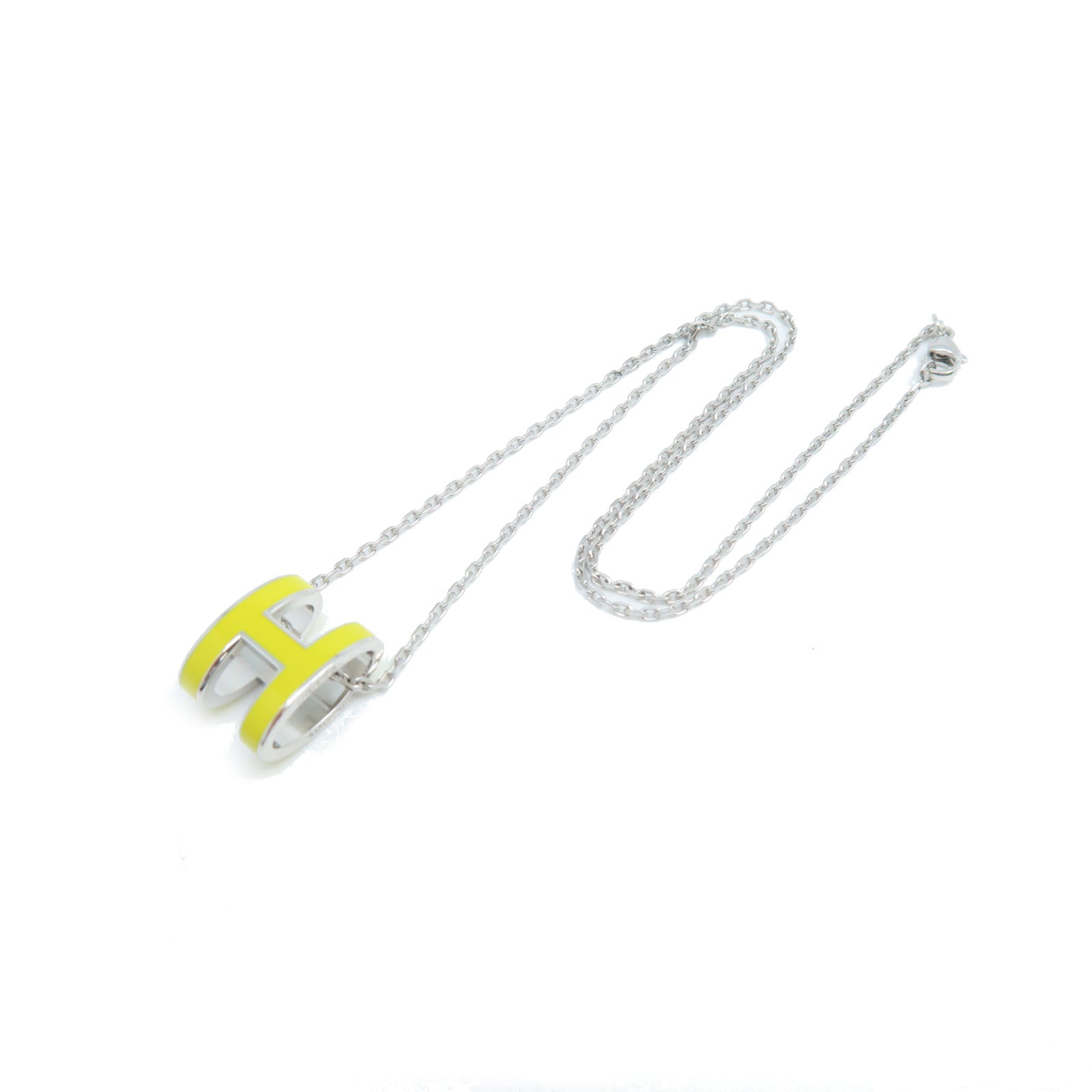 HERMES Metal Pop H Necklace Yellow
