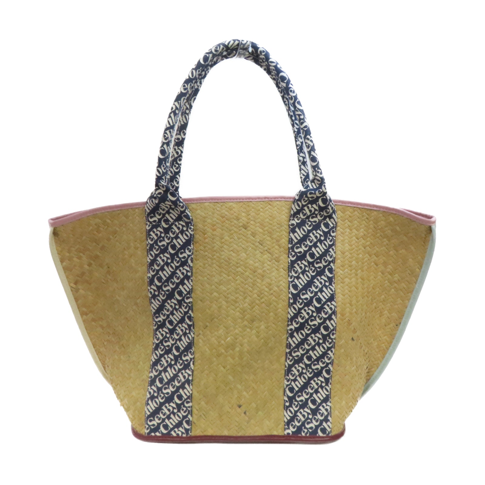 SEE BY CHLOE 藤製Tote Bag手挽袋藍色/淺褐色
