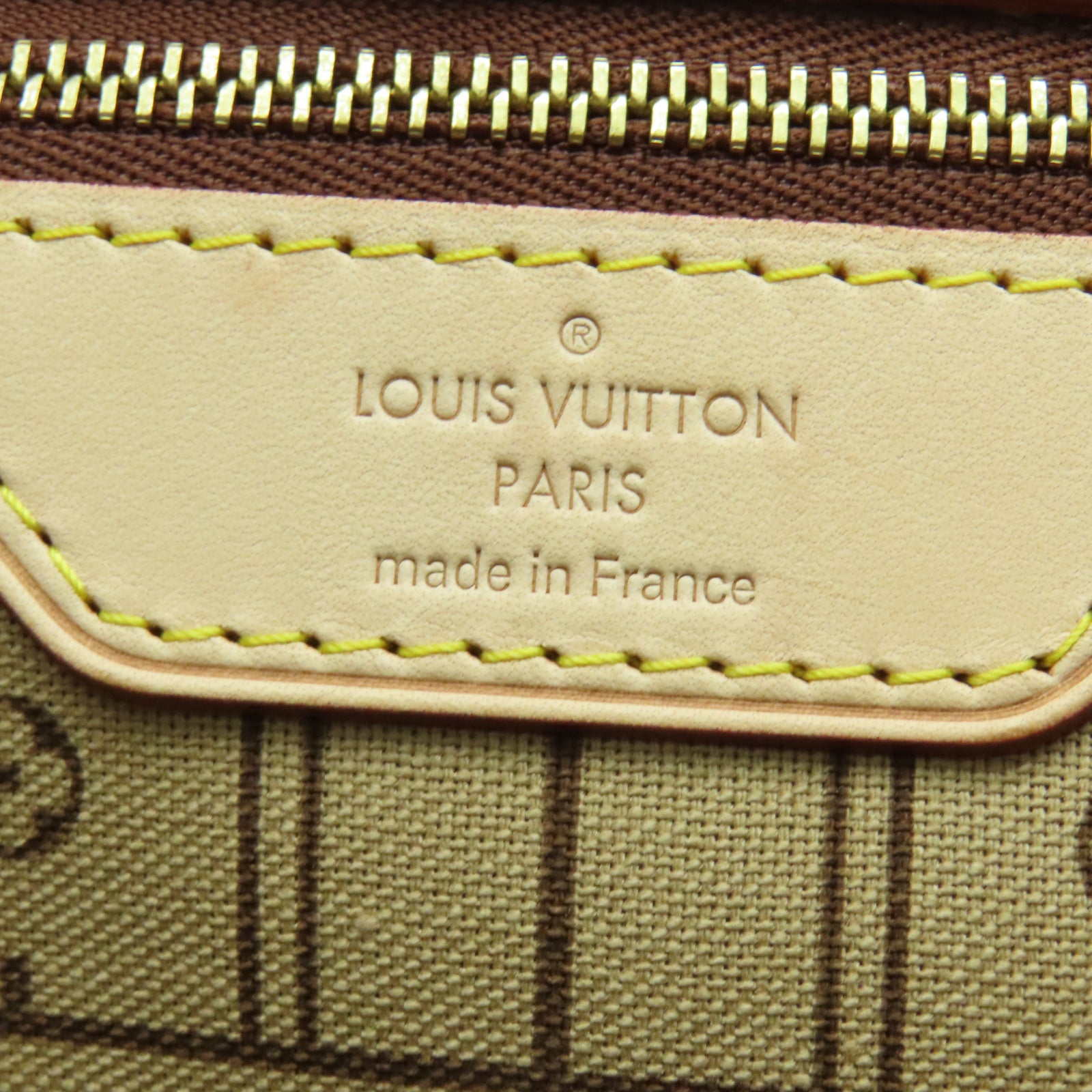 LOUIS VUITTON Monogram Neverfull GM金扣手挽袋棕色