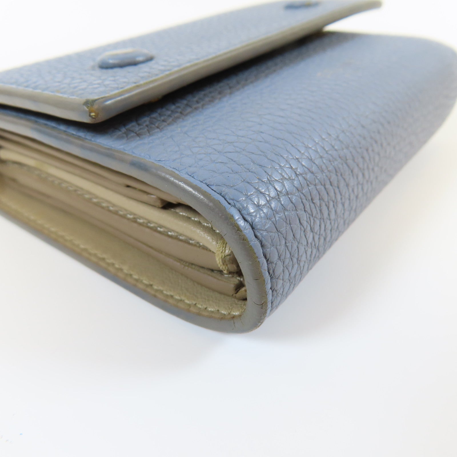 CELINE 牛皮皮革Small Wallet銀扣錢包淺藍色