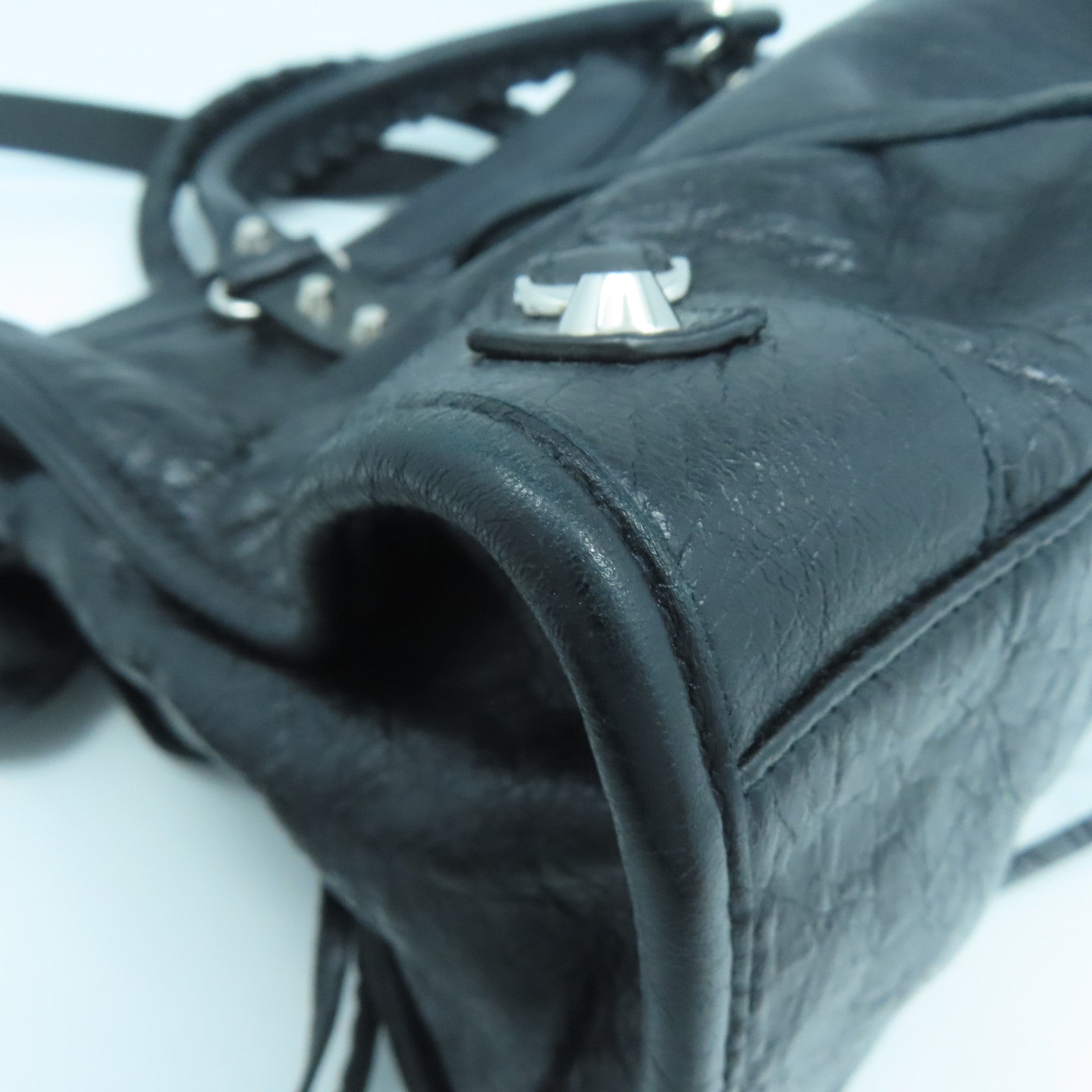 BALENCIAGA 山羊皮皮革City銀扣手挽肩背兩用袋黑色