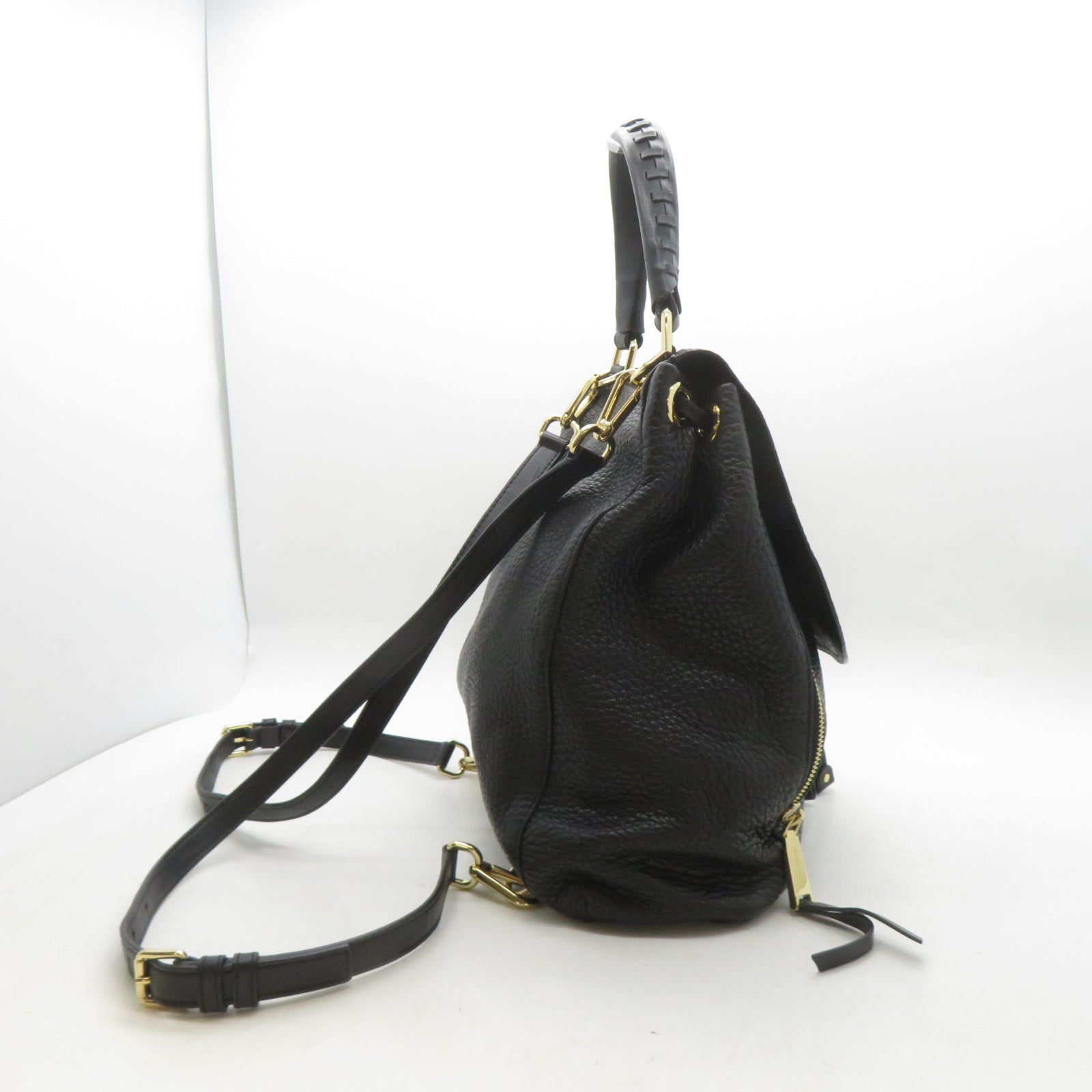 Michael Kors 牛皮皮革Backpack金扣背包黑色