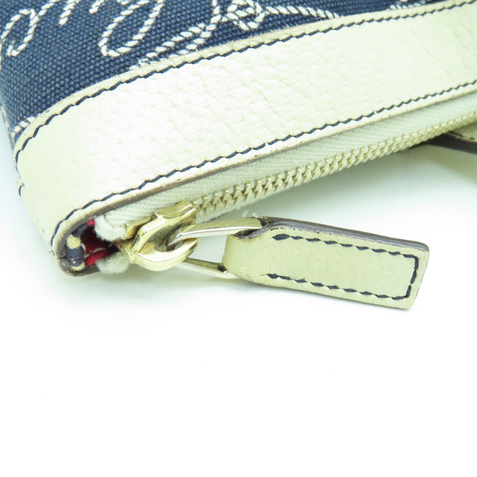 GUCCI 帆布Shoulder Bag銀扣肩背袋深藍色/白色