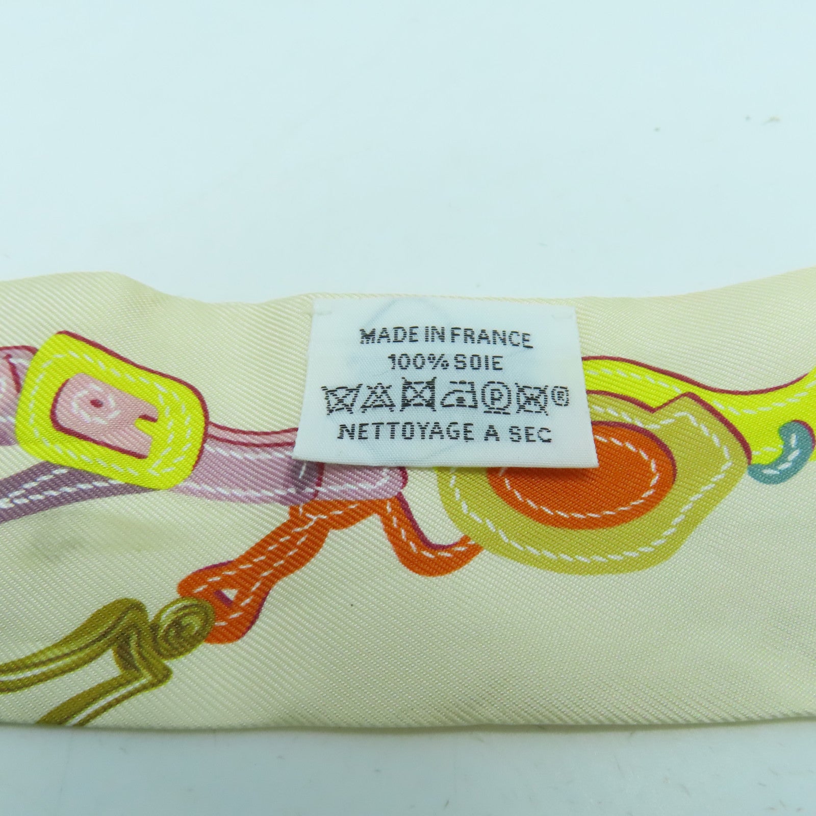 HERMES 【激減優惠】絲質Twilly絲巾彩色/米色/橙色