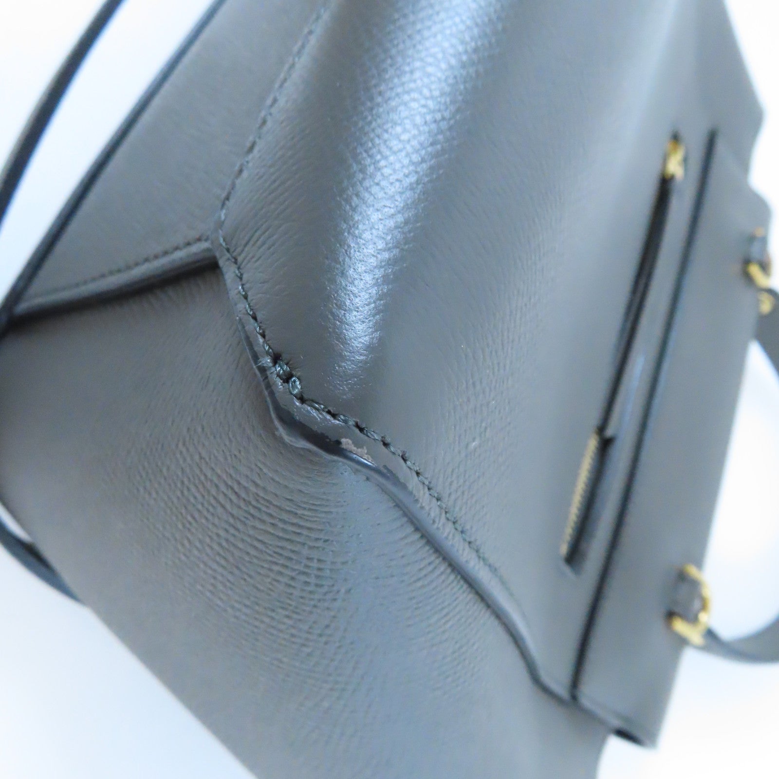CELINE 牛皮皮革Belt金扣手挽肩背兩用袋灰色