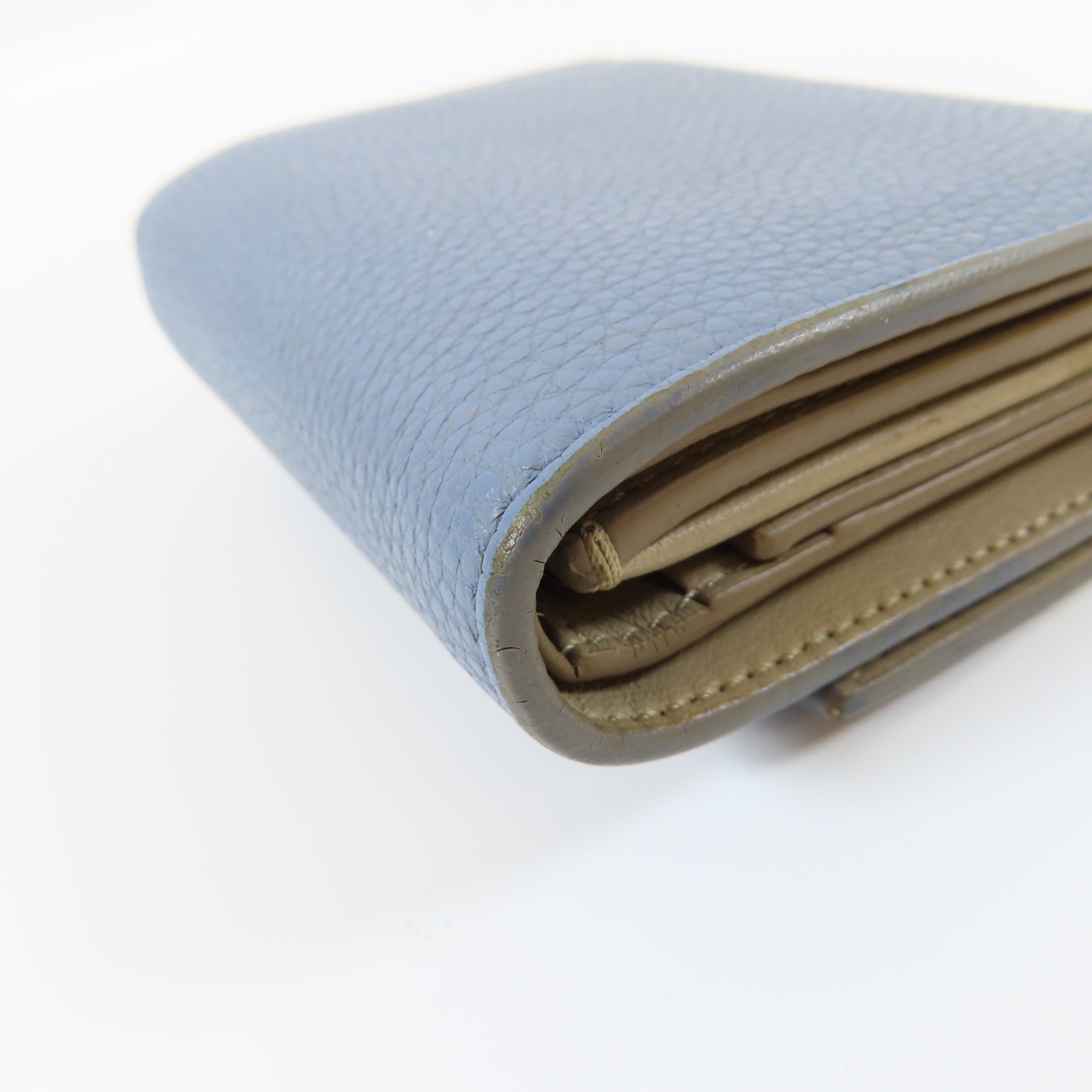 CELINE 牛皮皮革Small Wallet銀扣錢包淺藍色