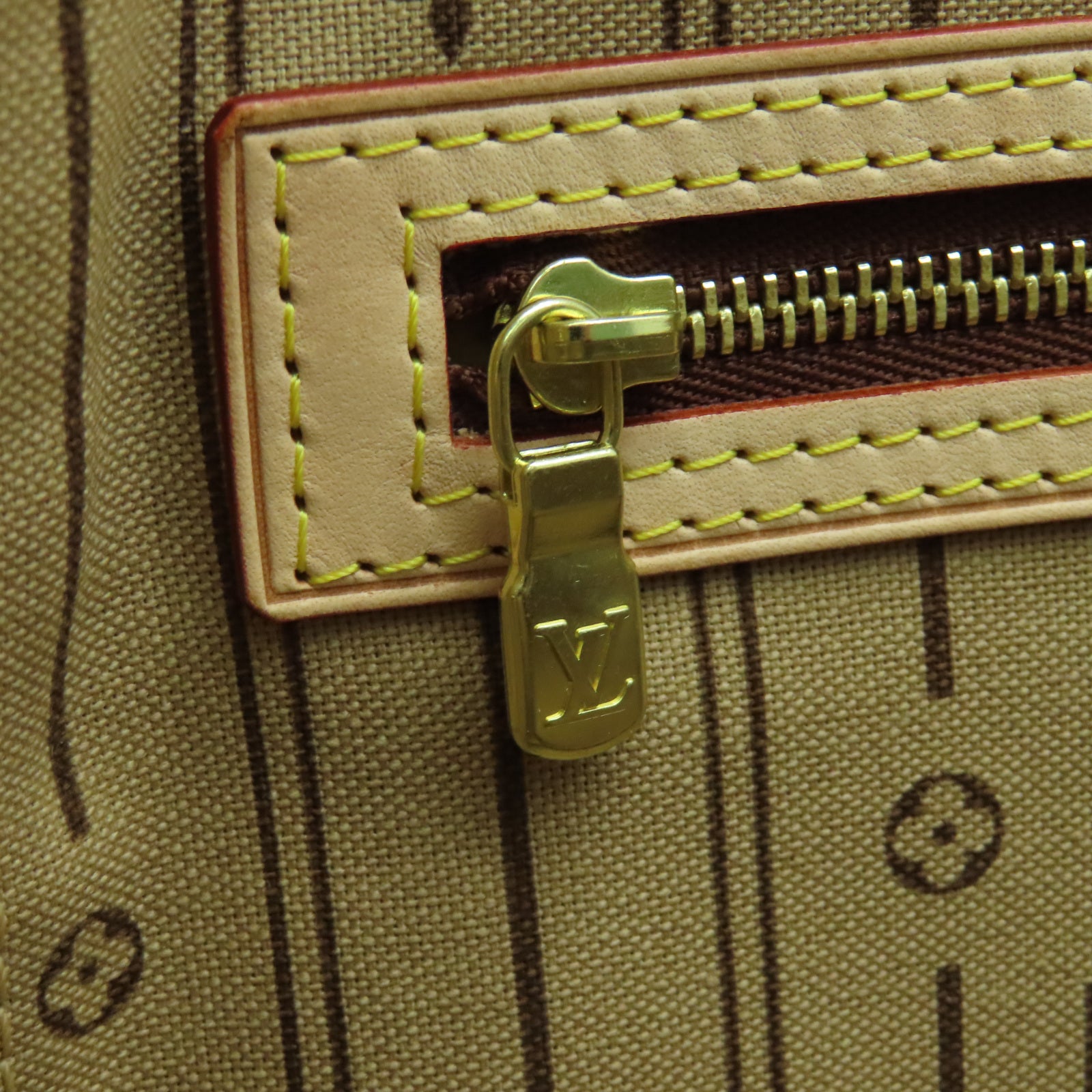 LOUIS VUITTON Monogram Neverfull GM金扣手挽袋棕色