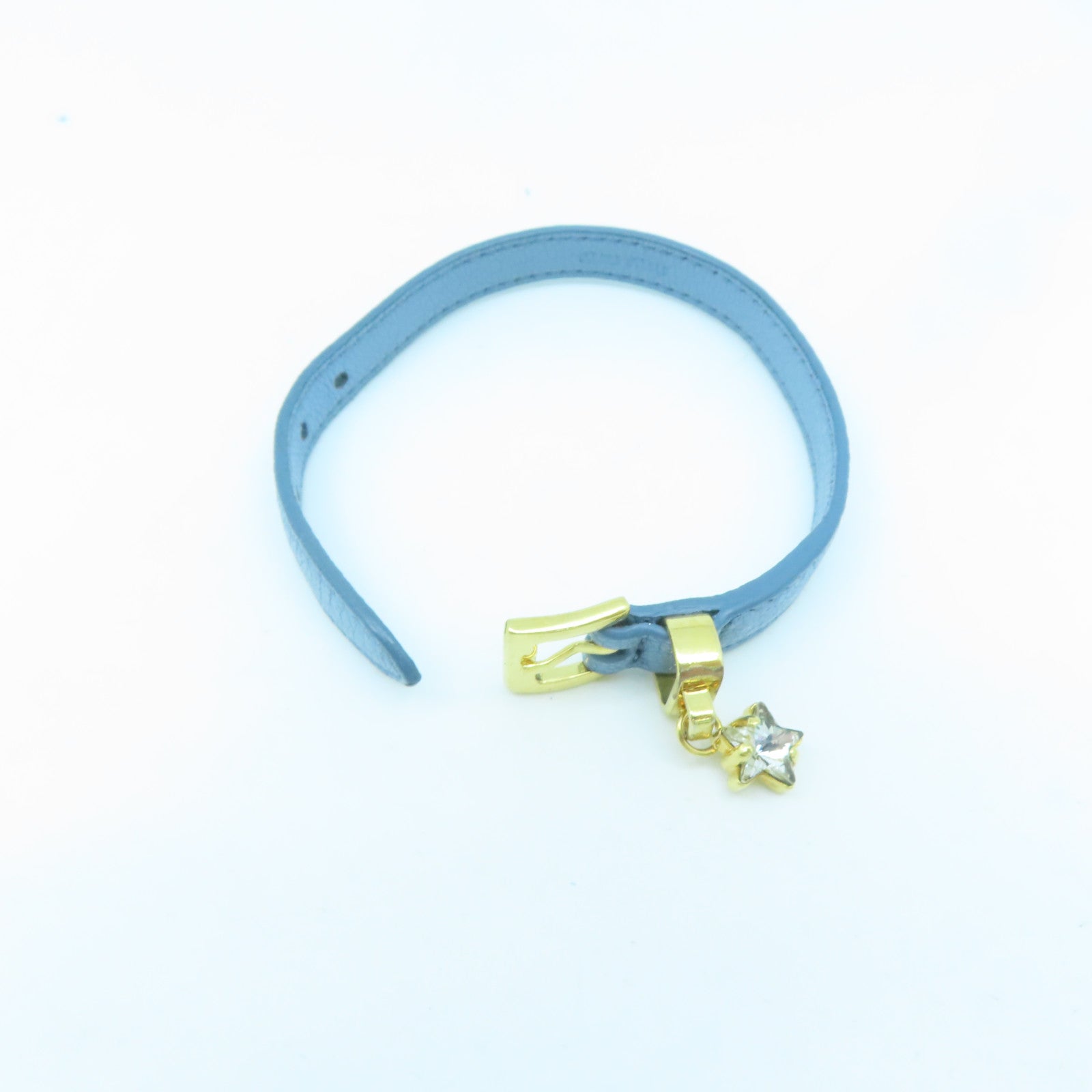 Miu Miu 【激減優惠】牛皮皮革/金屬Bracelet金扣手鐲藍色