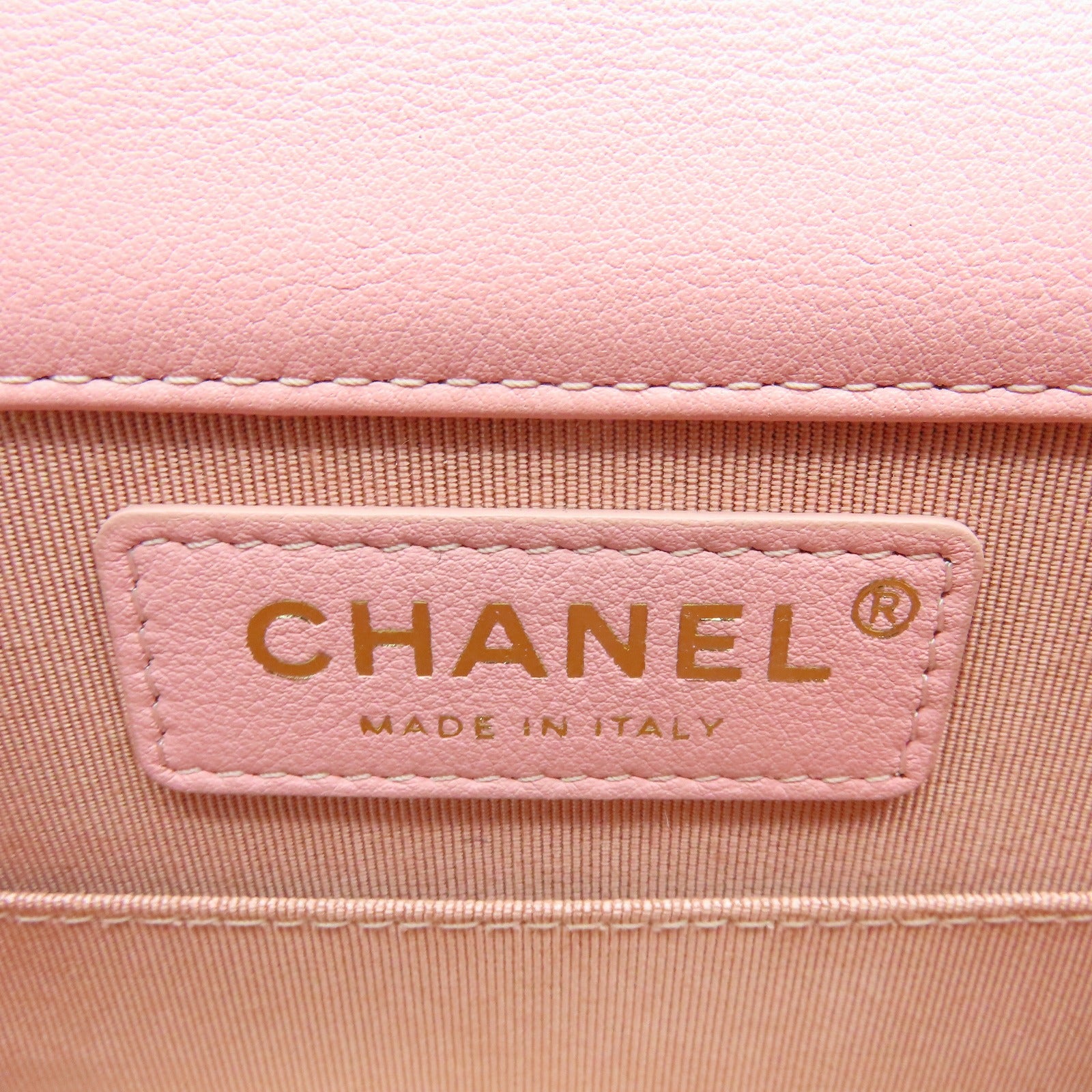 CHANEL 菱格羊皮皮革Boy Chain Shoulder Bag金扣链肩背袋粉红色