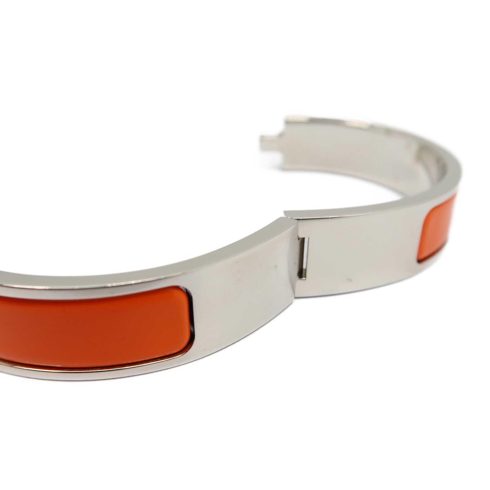 HERMES 金屬Clic H銀扣手鐲橙色