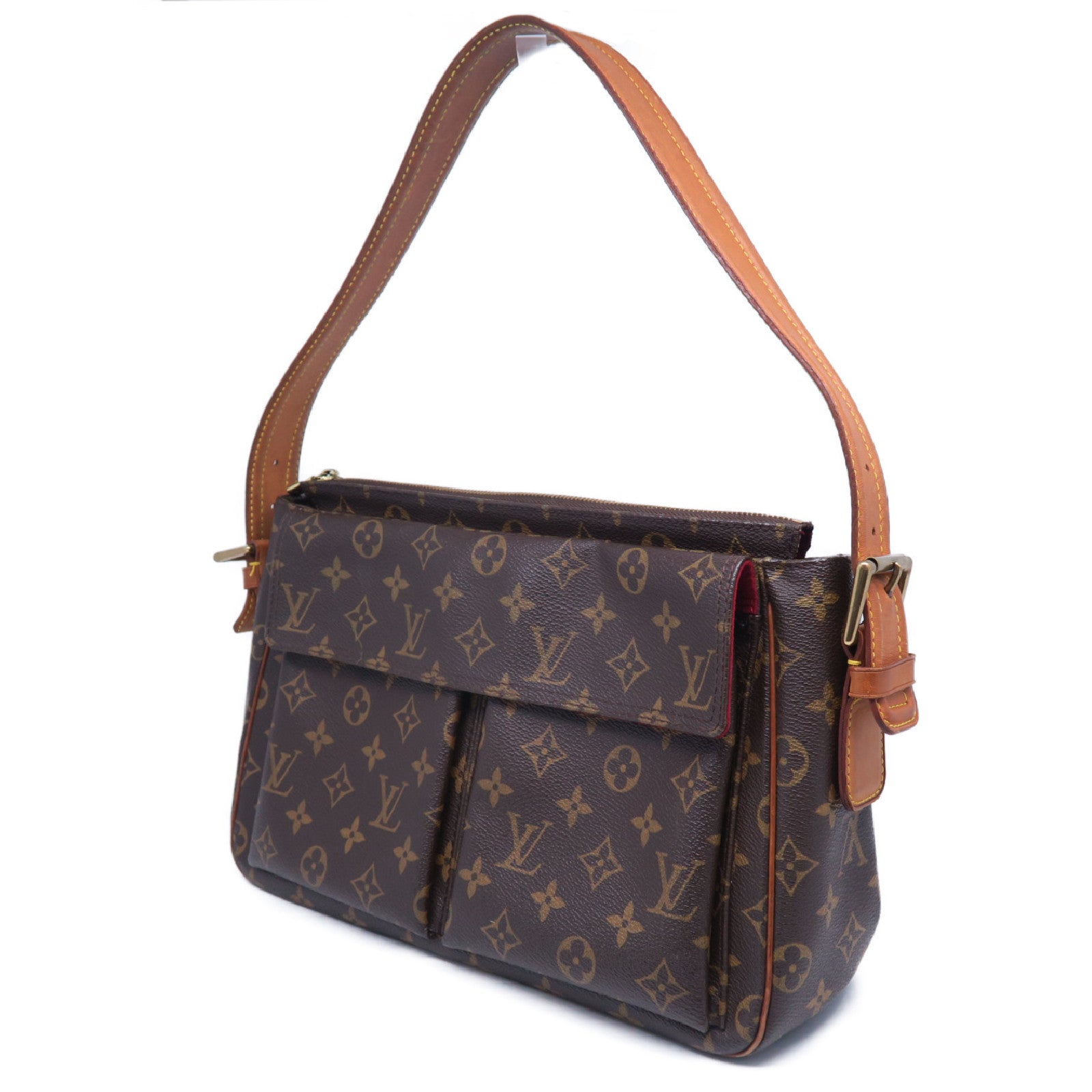 LOUIS VUITTON 塗層帆布Viva Cite GM金扣肩背袋啡色