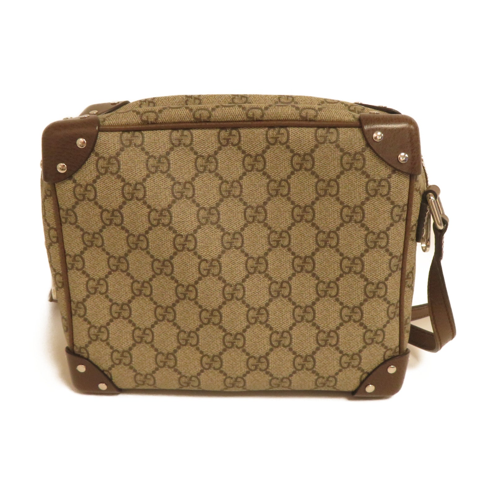 GUCCI 塗層帆布Shoulder Bag銀扣肩背袋啡色