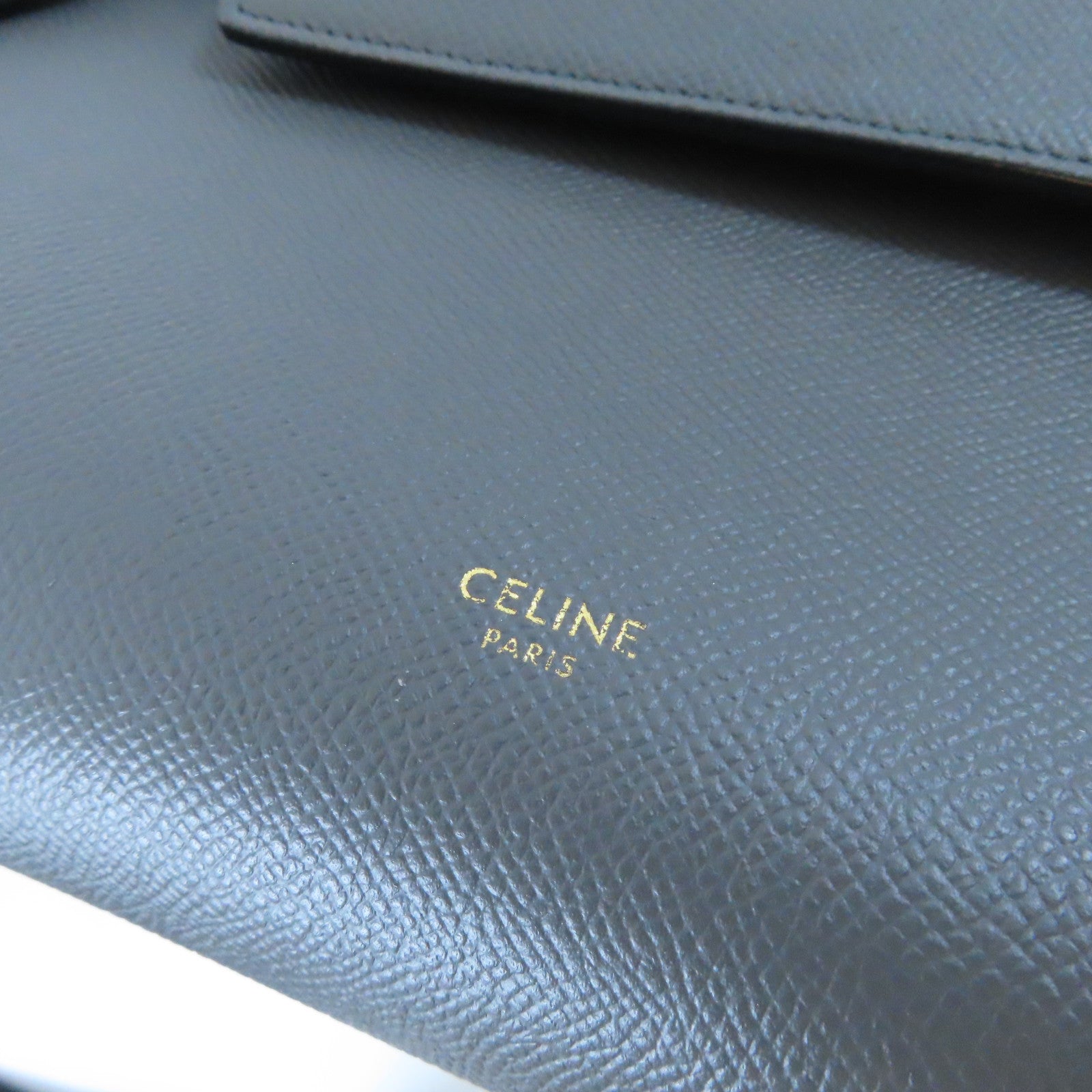 CELINE 牛皮皮革Belt金扣手挽肩背兩用袋灰色