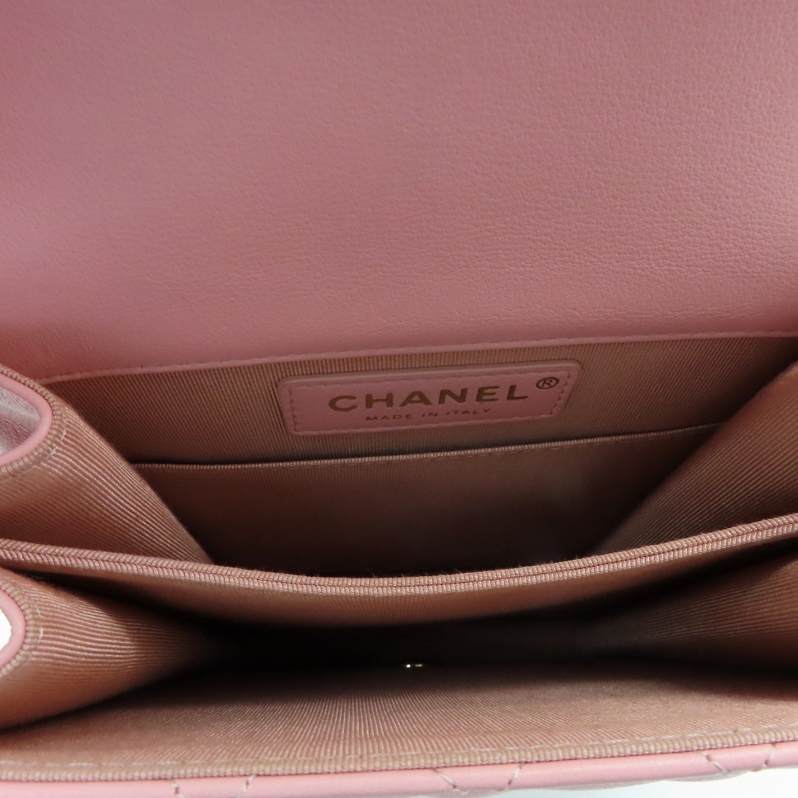 CHANEL 菱格羊皮皮革Boy Chain Shoulder Bag金扣链肩背袋粉红色
