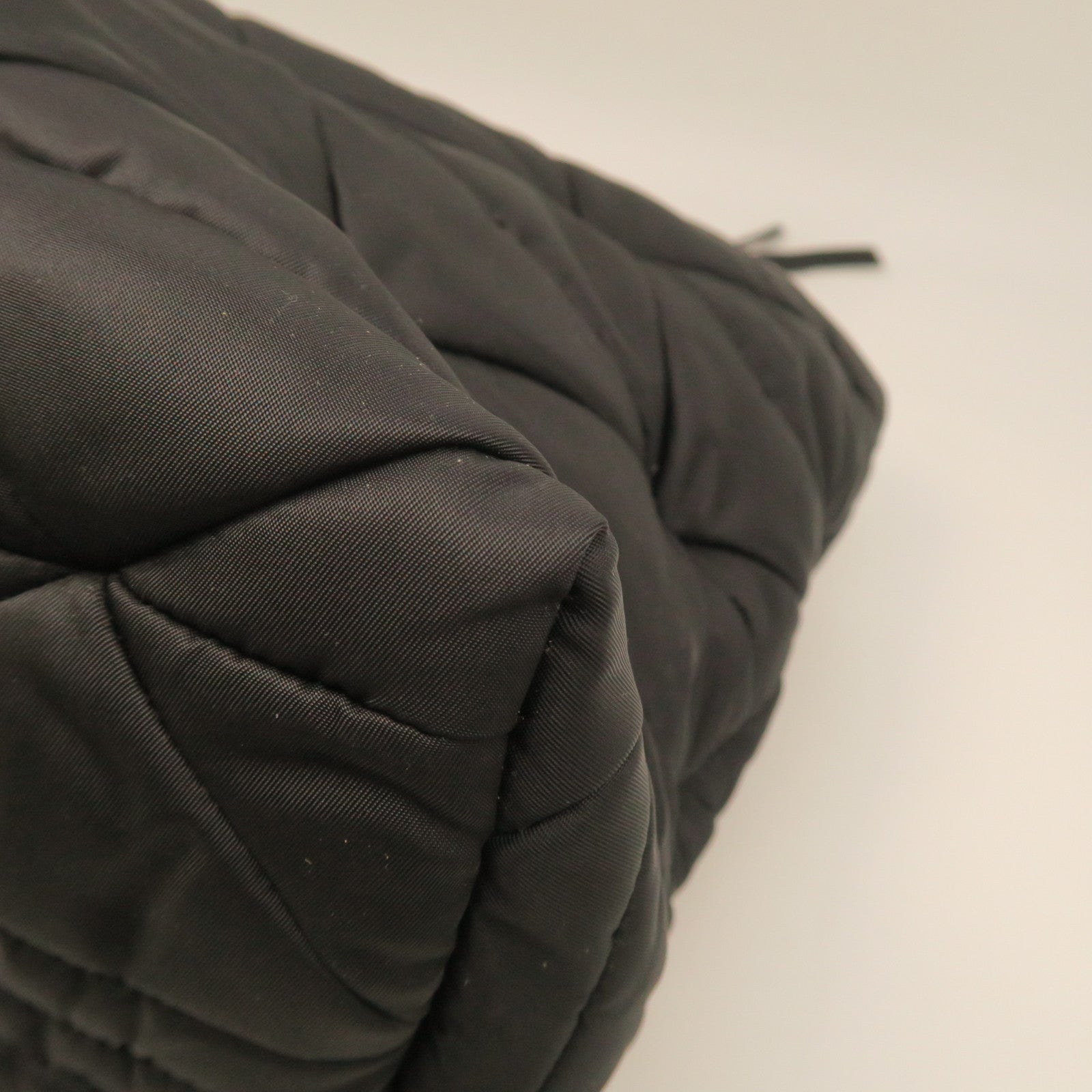 PRADA Rhombus Nylon Shoulder Bag Silver Buckle Handle Shoulder Bag Black
