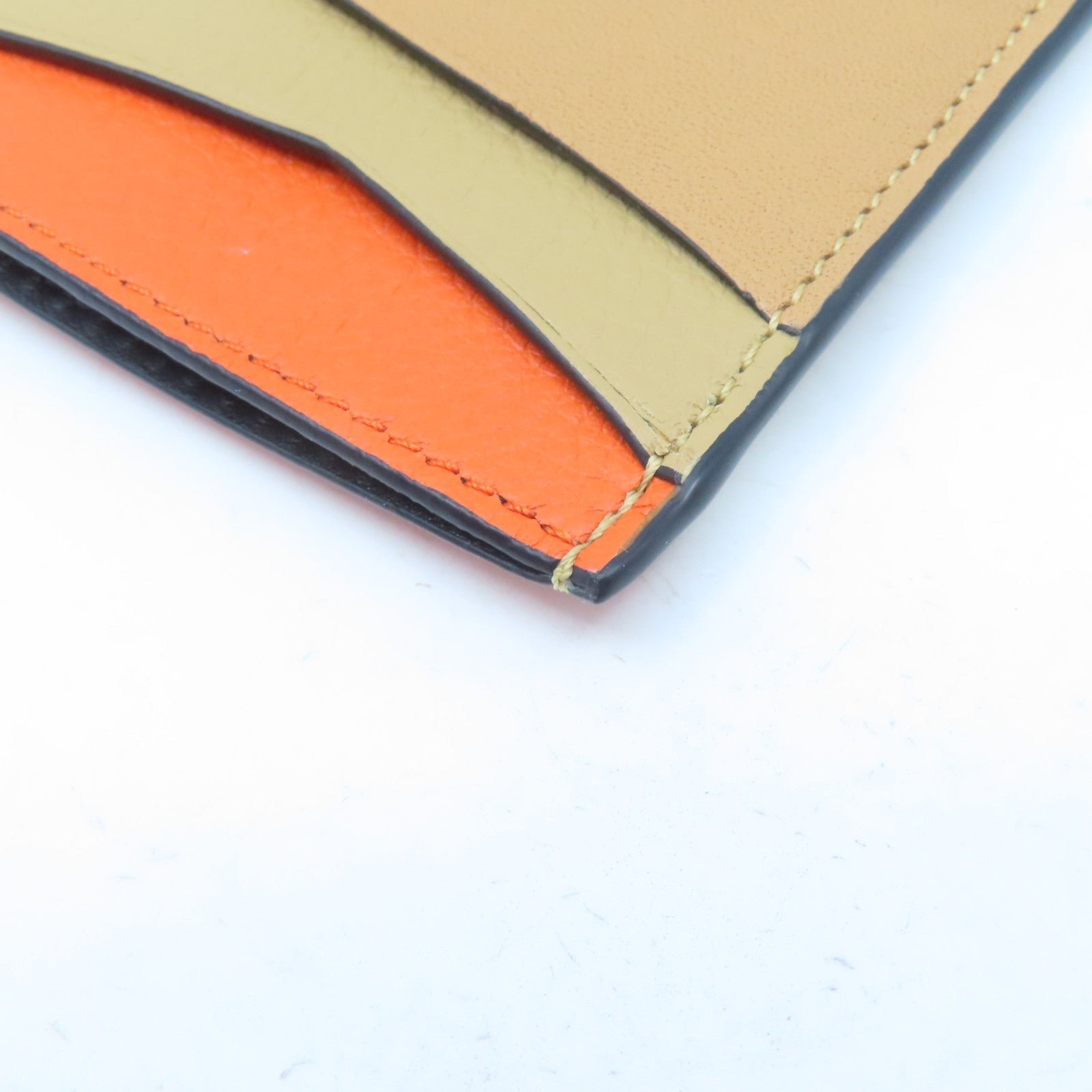 LOEWE 牛皮皮革Card Case卡片套啡色/橙色