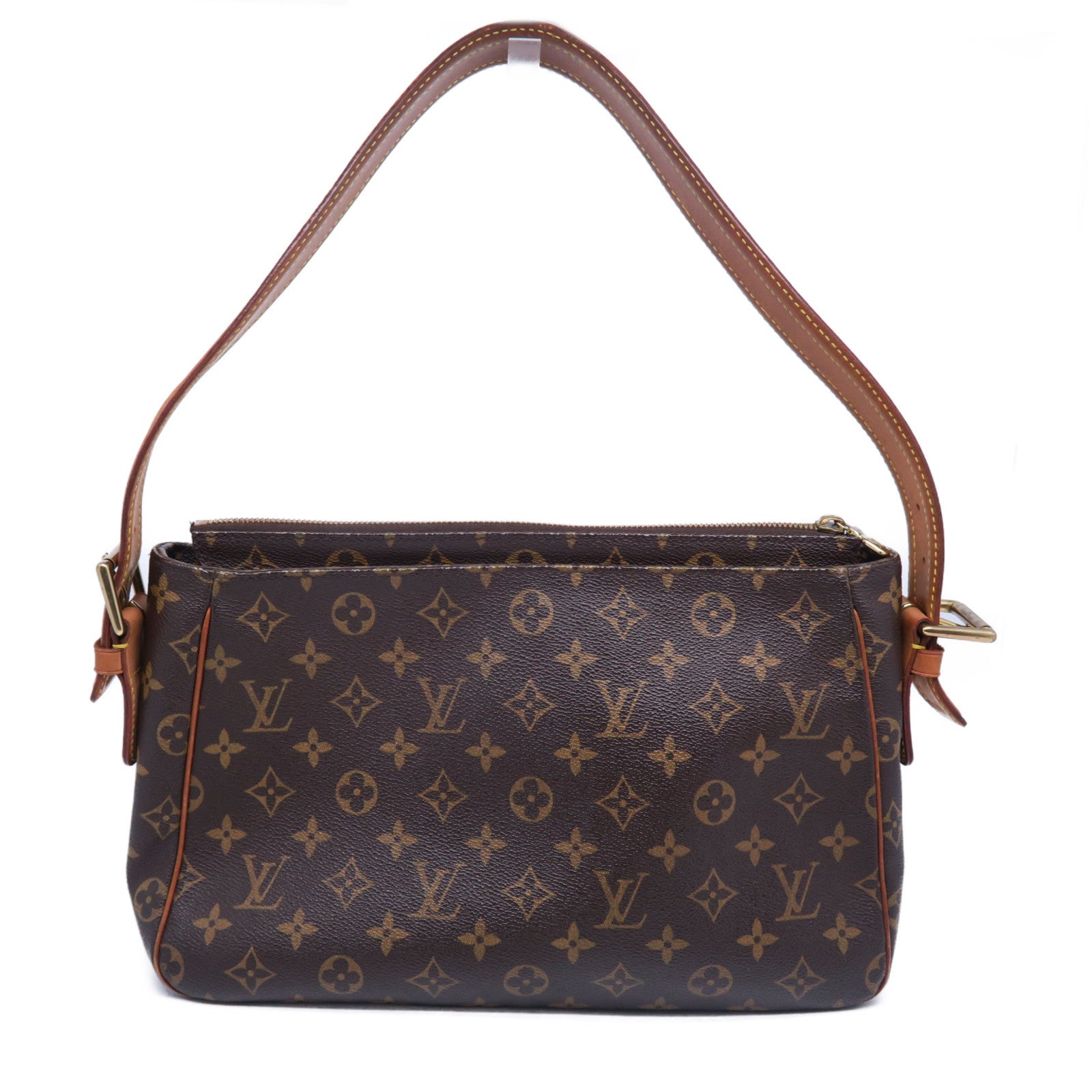 LOUIS VUITTON 塗層帆布Viva Cite GM金扣肩背袋啡色