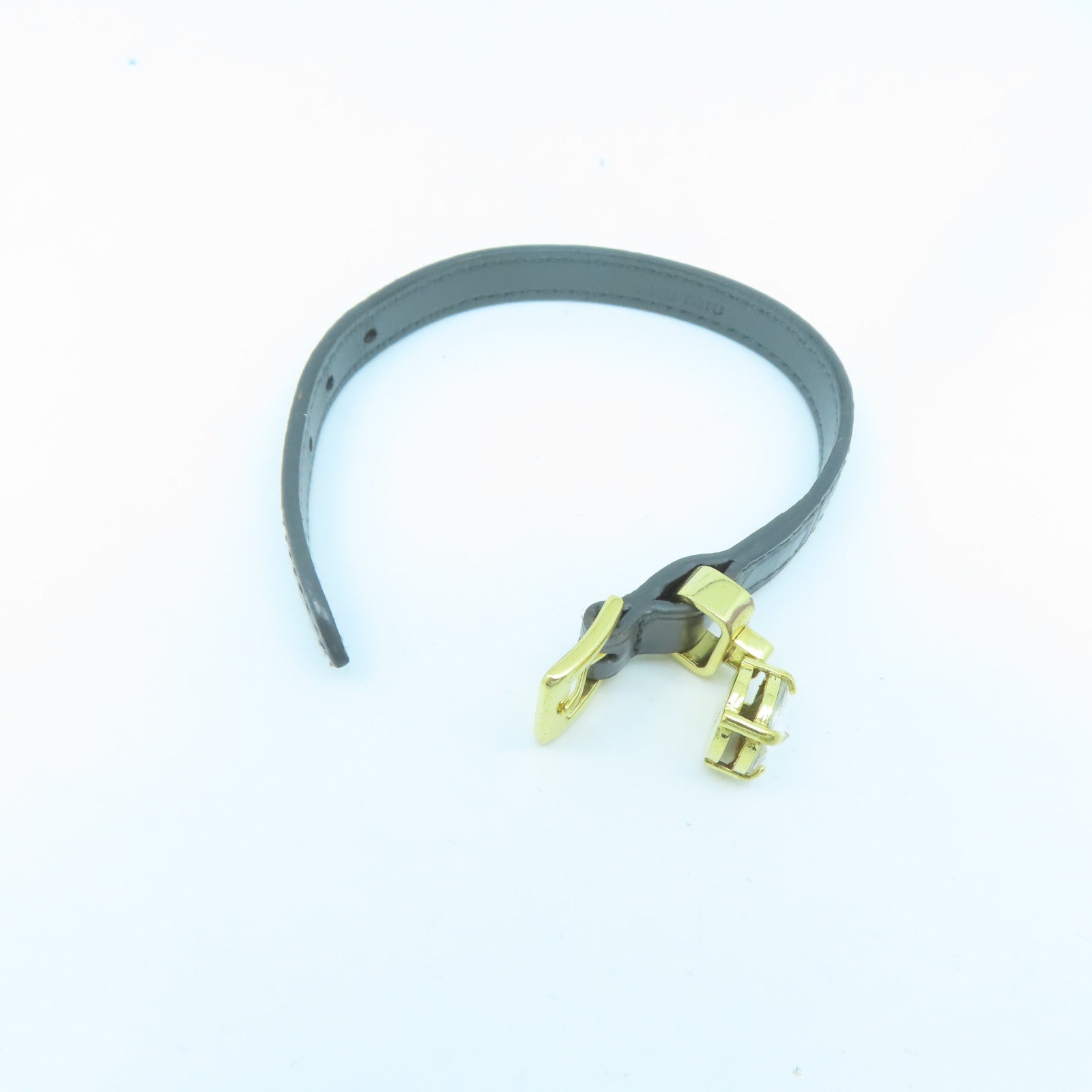 Miu Miu 牛皮皮革/金属Bracelet金扣手镯灰色