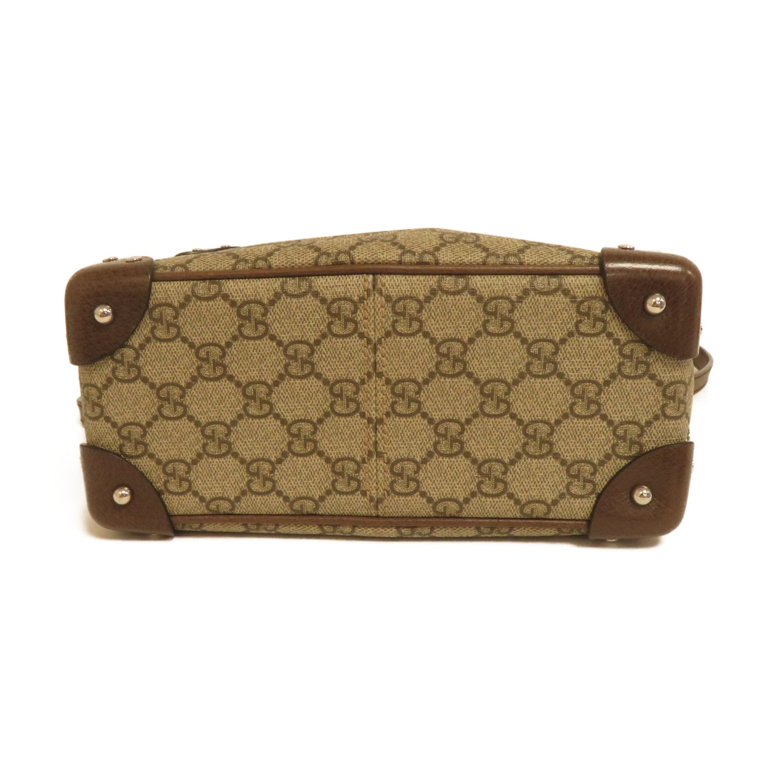 GUCCI 塗層帆布Shoulder Bag銀扣肩背袋啡色
