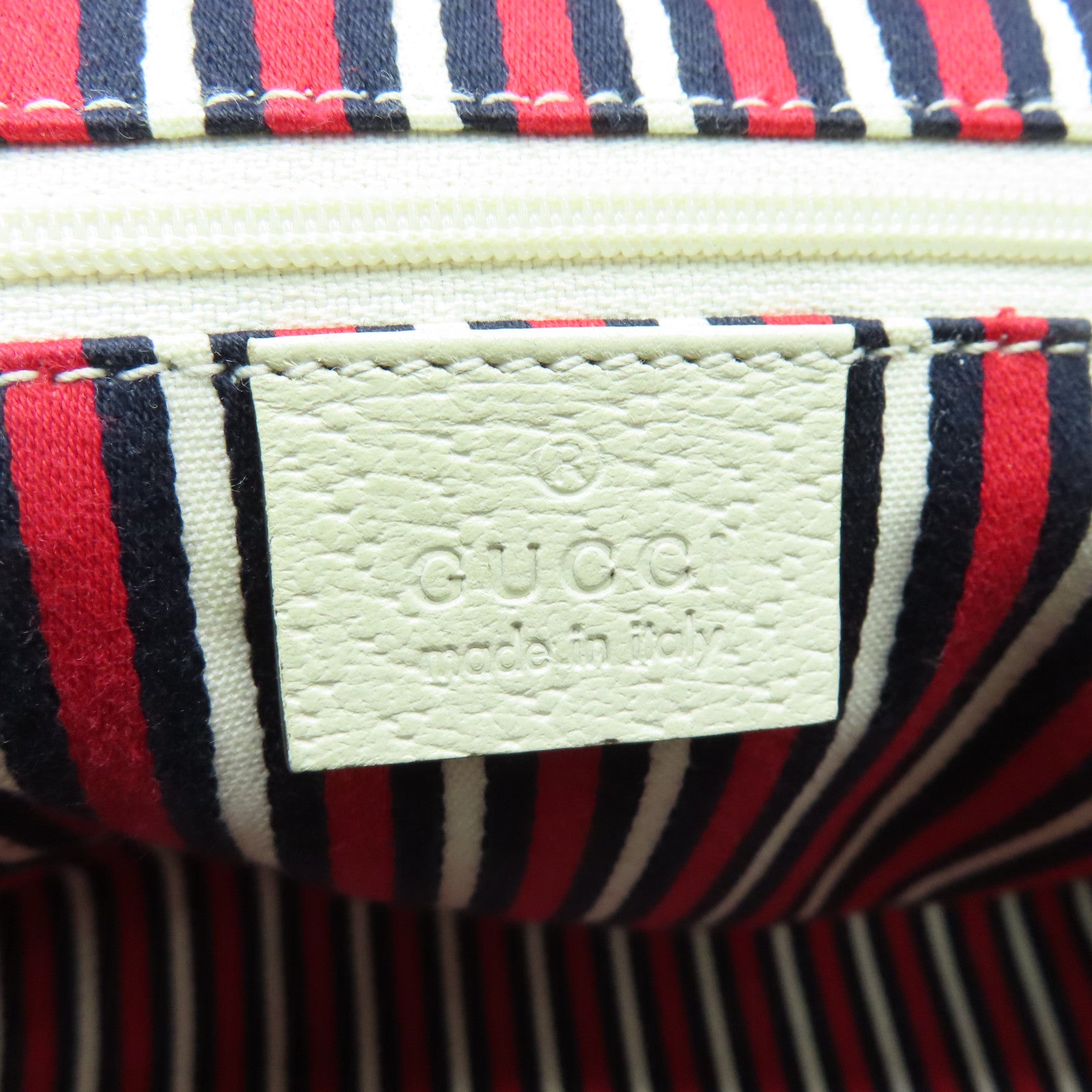 GUCCI 帆布Shoulder Bag銀扣肩背袋深藍色/白色