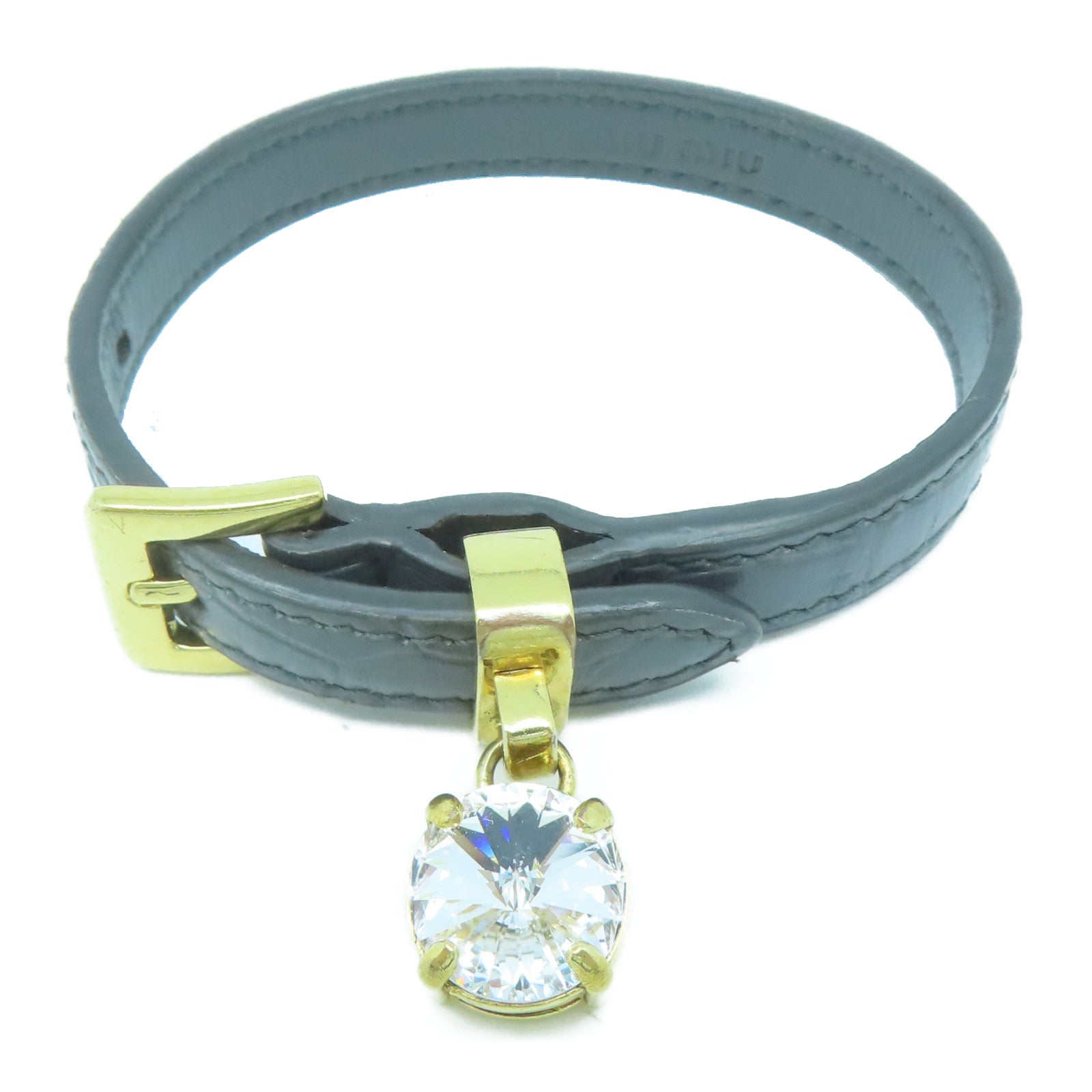 Miu Miu 牛皮皮革/金属Bracelet金扣手镯灰色