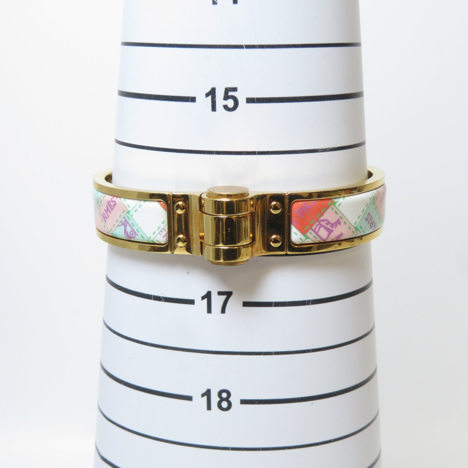 HERMES 金屬Charniere Bracelet金扣手鐲白色/紅色/粉紅色
