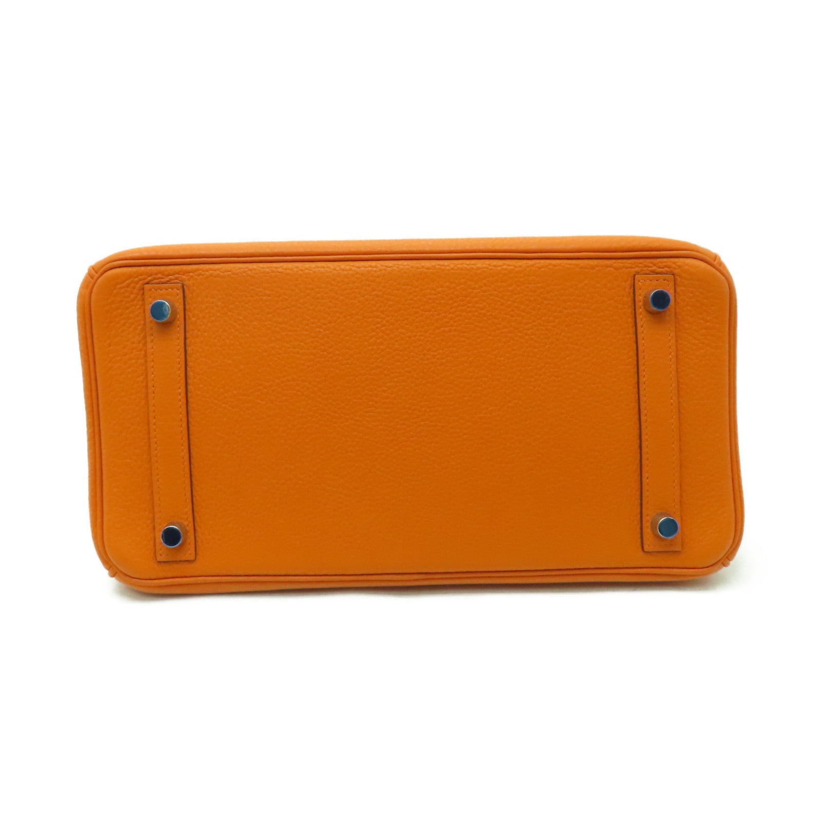 HERMES 【激減優惠】Clemence皮革Birkin 30銀扣手提包橙色