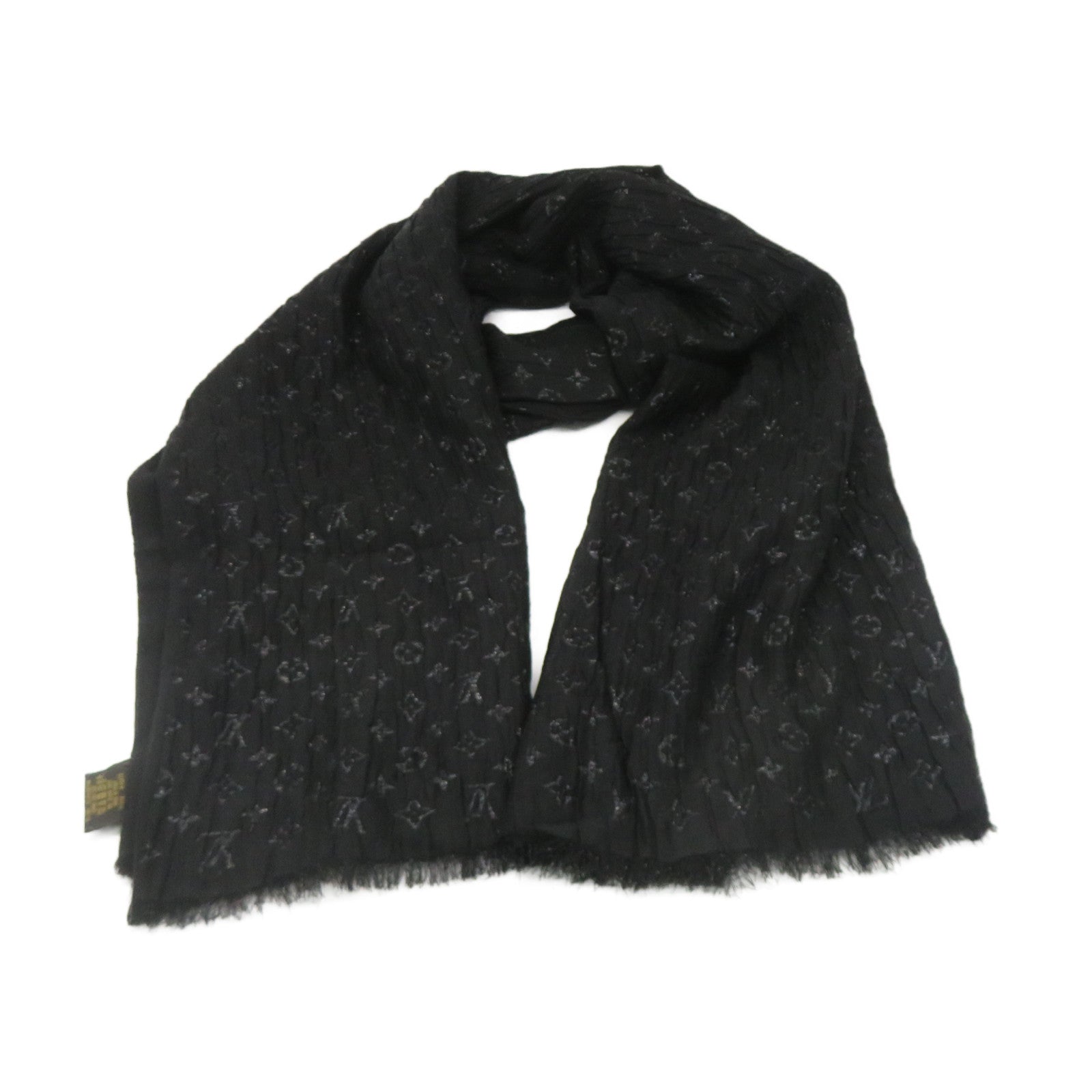 LOUIS VUITTON 絲質/聚酯纖維Scarf絲巾黑色